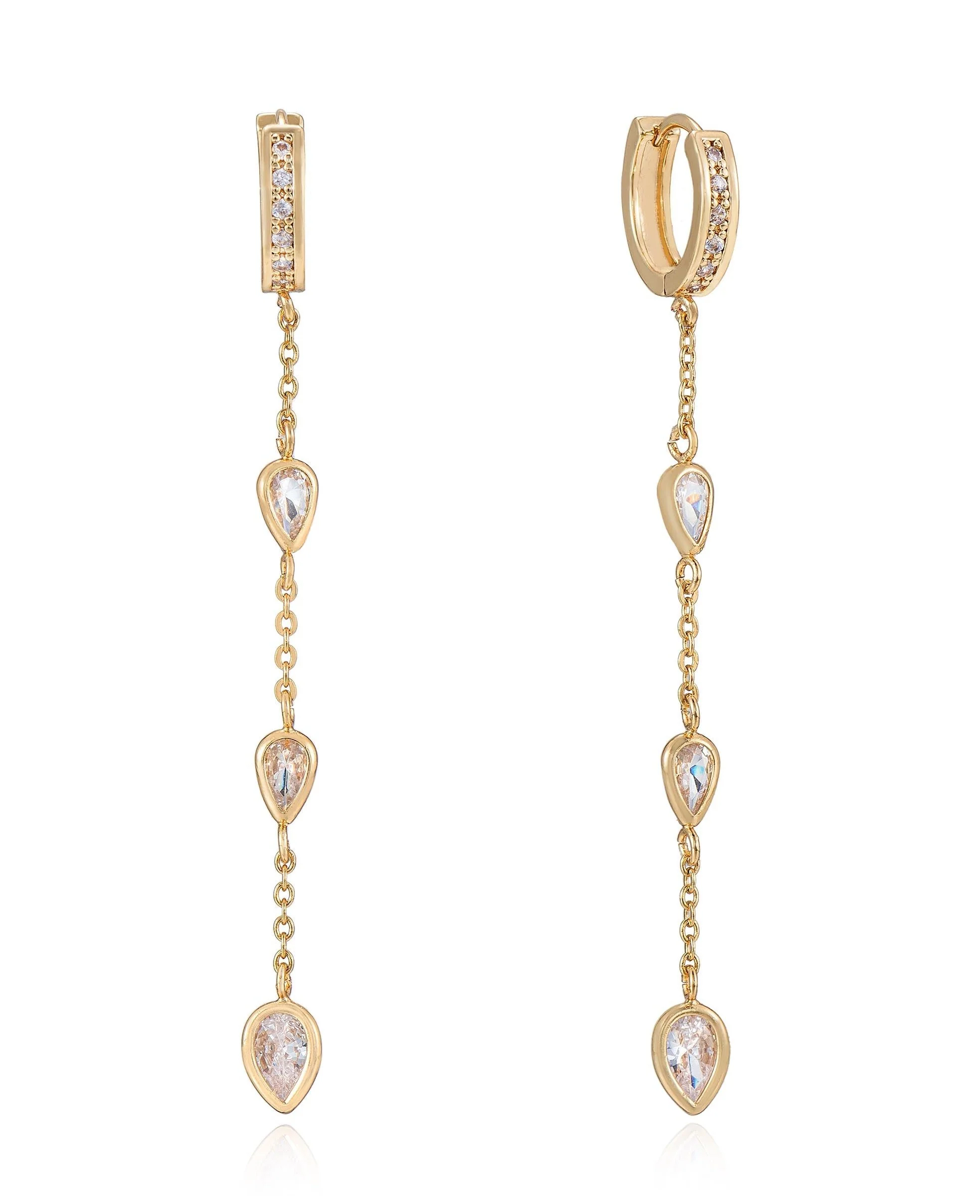 Bezel Crystal Huggie Dangle Earrings