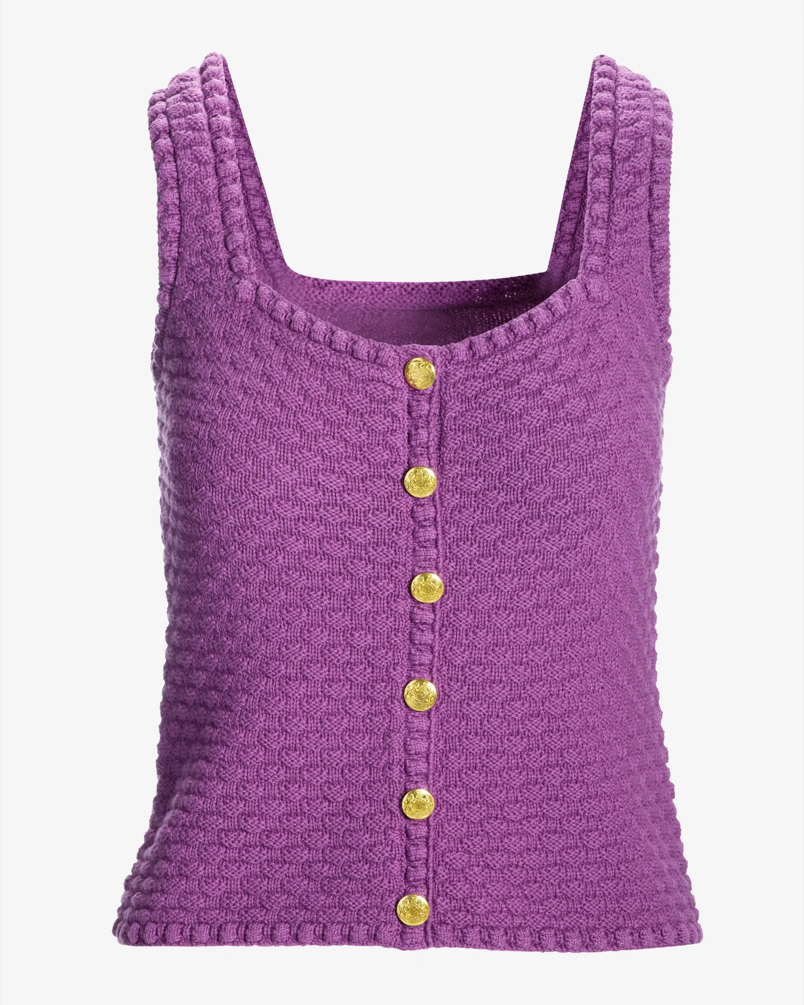 Button Detail Sweater Tank Amethyst Orchid