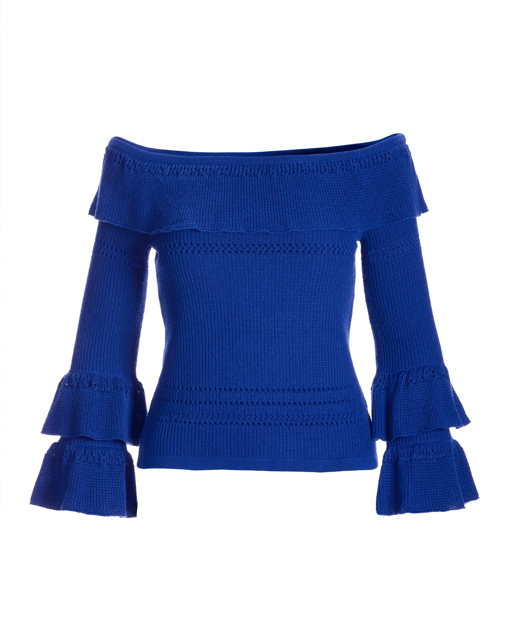 Tiered Ruffle Sweater Deep Ocean