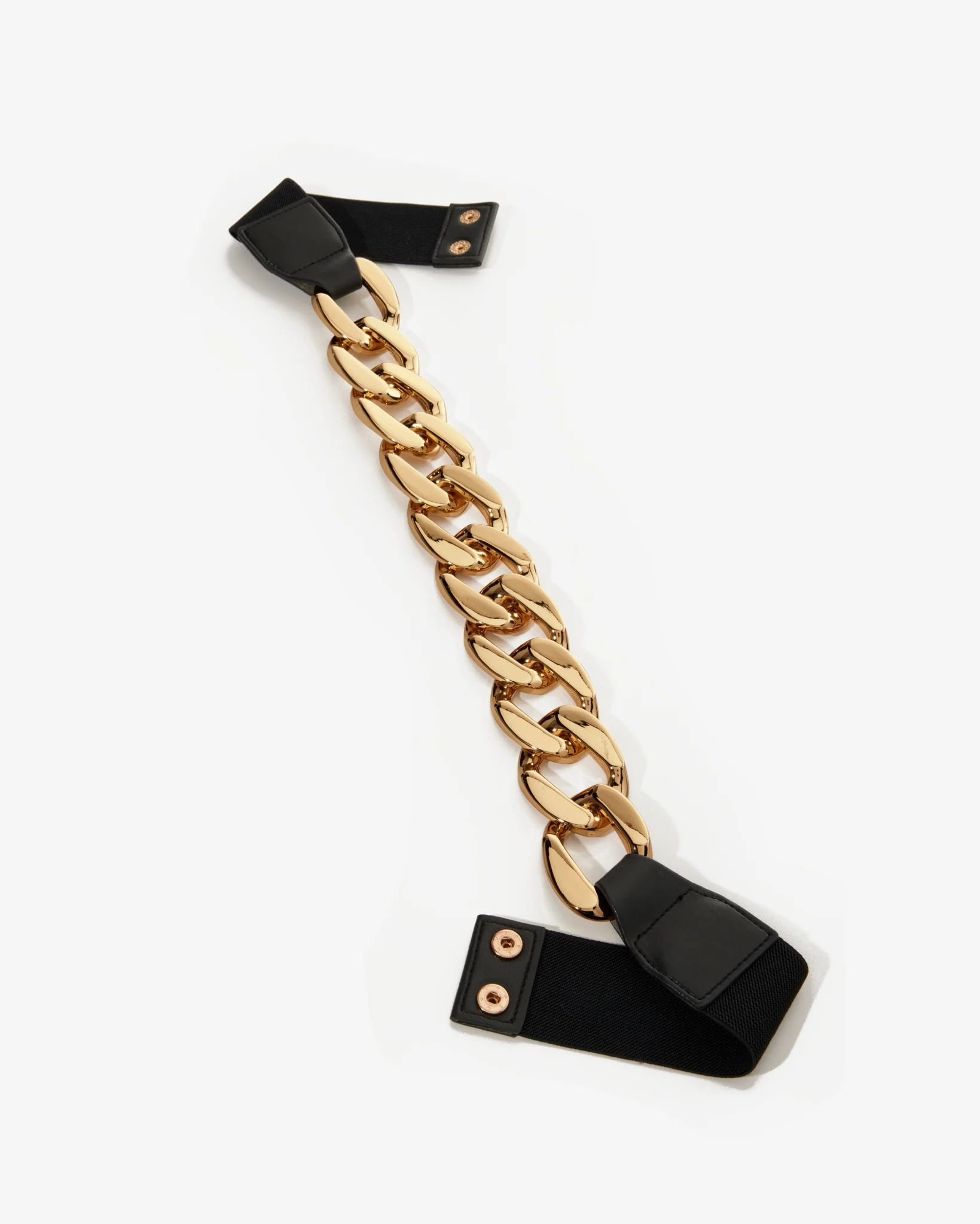Chain & Faux Leather Belt Black/Gold
