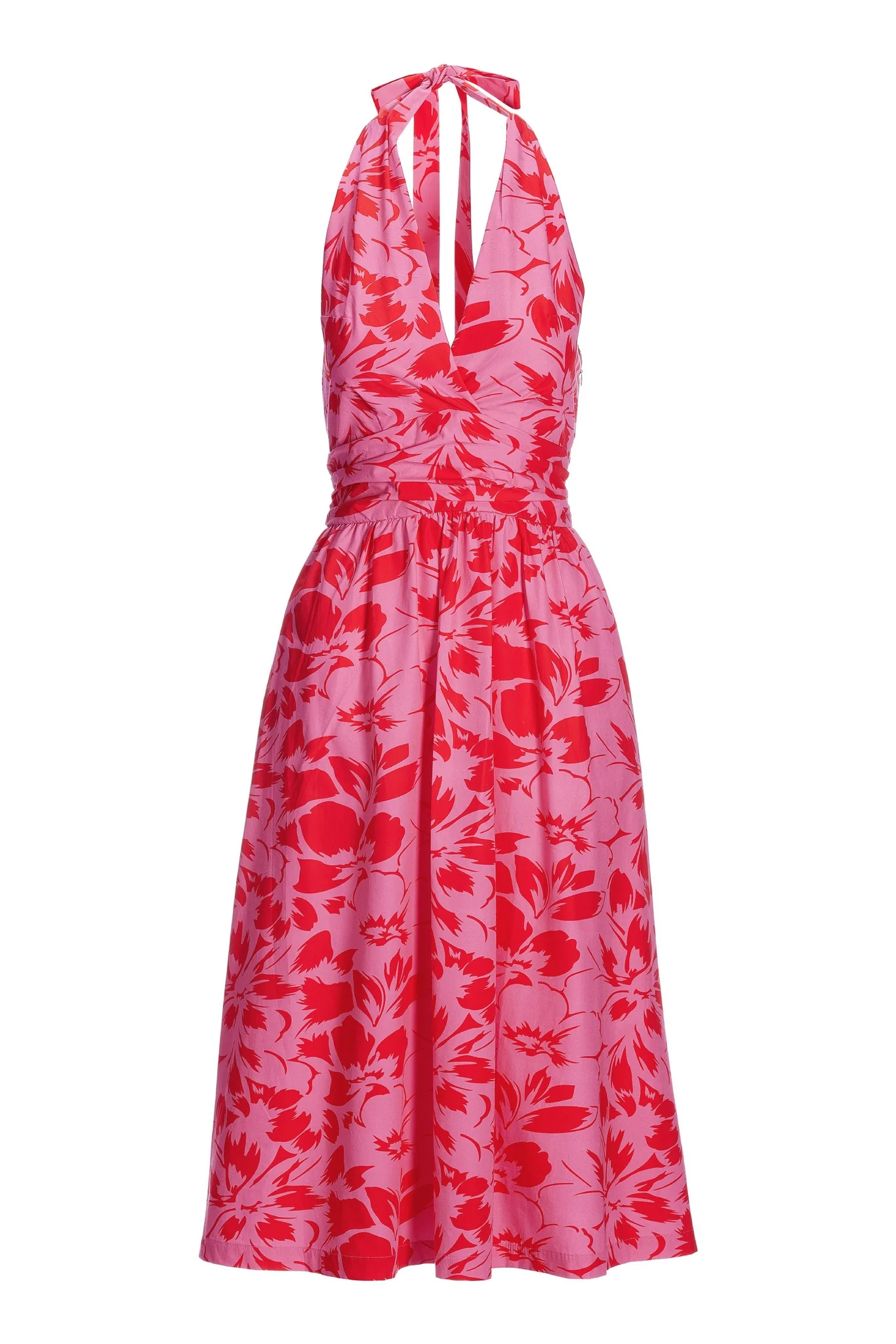 Cabana Floral Halter Fit And Flare Dress Pink Multi