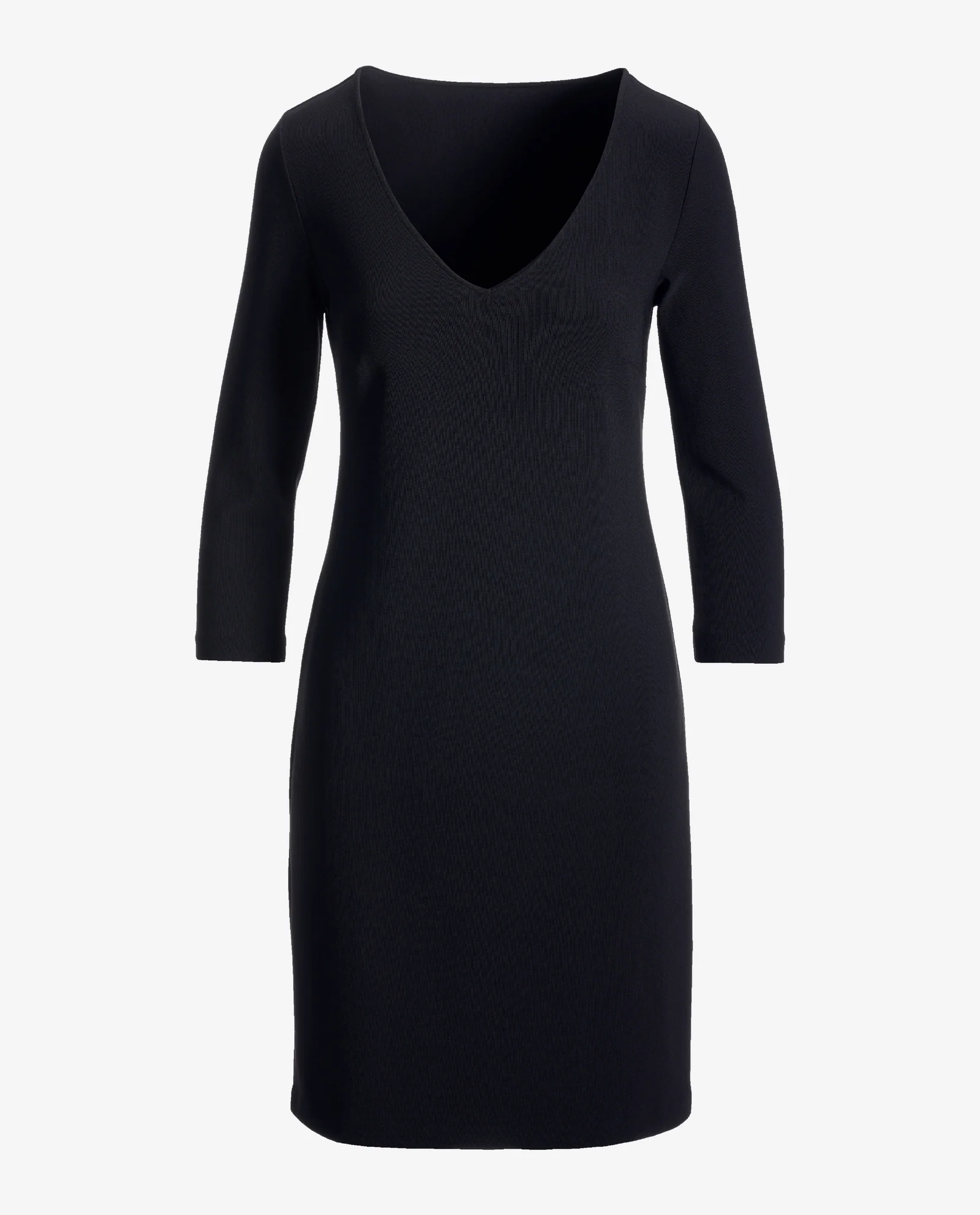 Beyond Travel Three-Quarter Sleeve V Neck Dress Jet Black