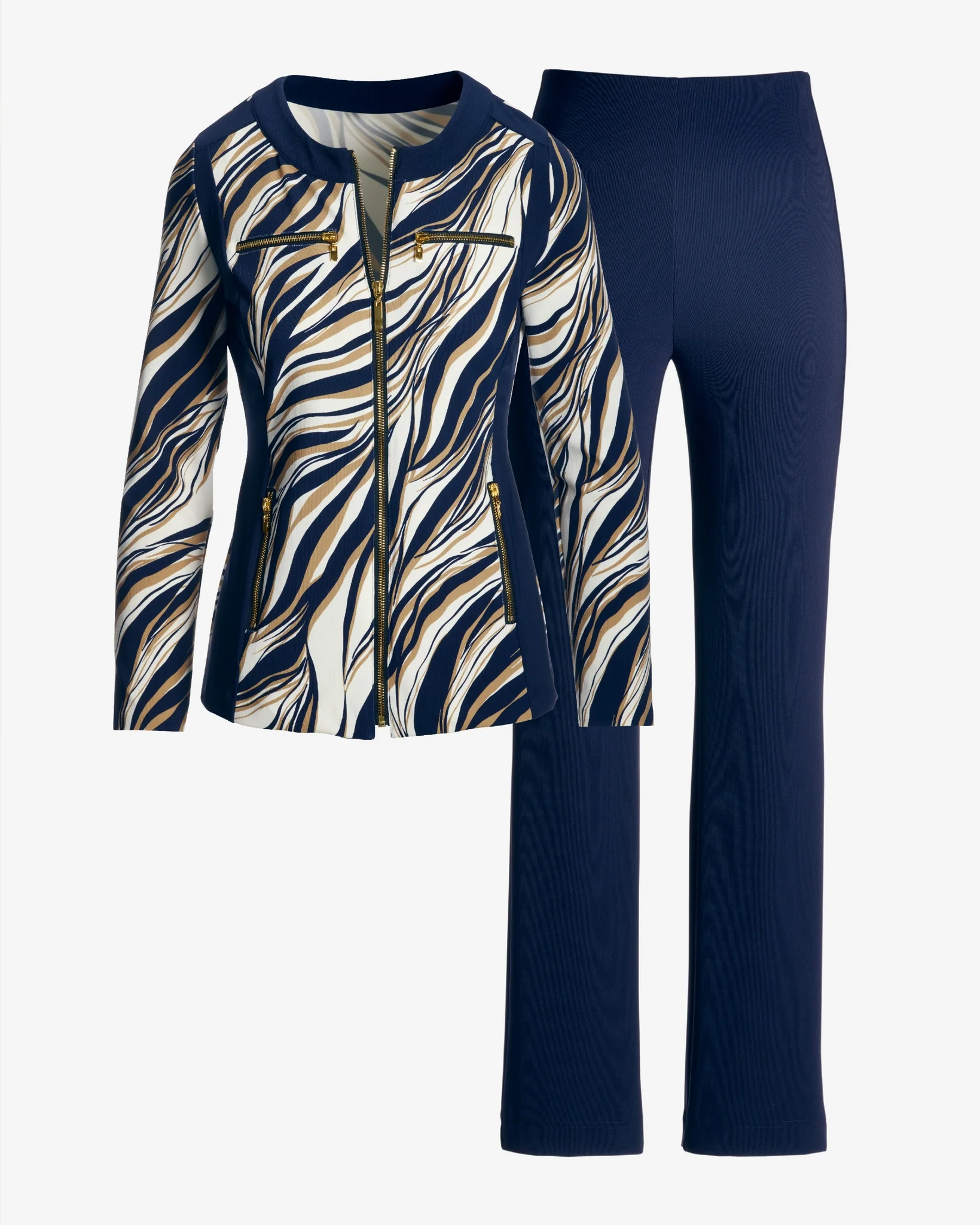 Beyond Travel Cape Town Zebra Print Coordinates Maritime Navy/Camel