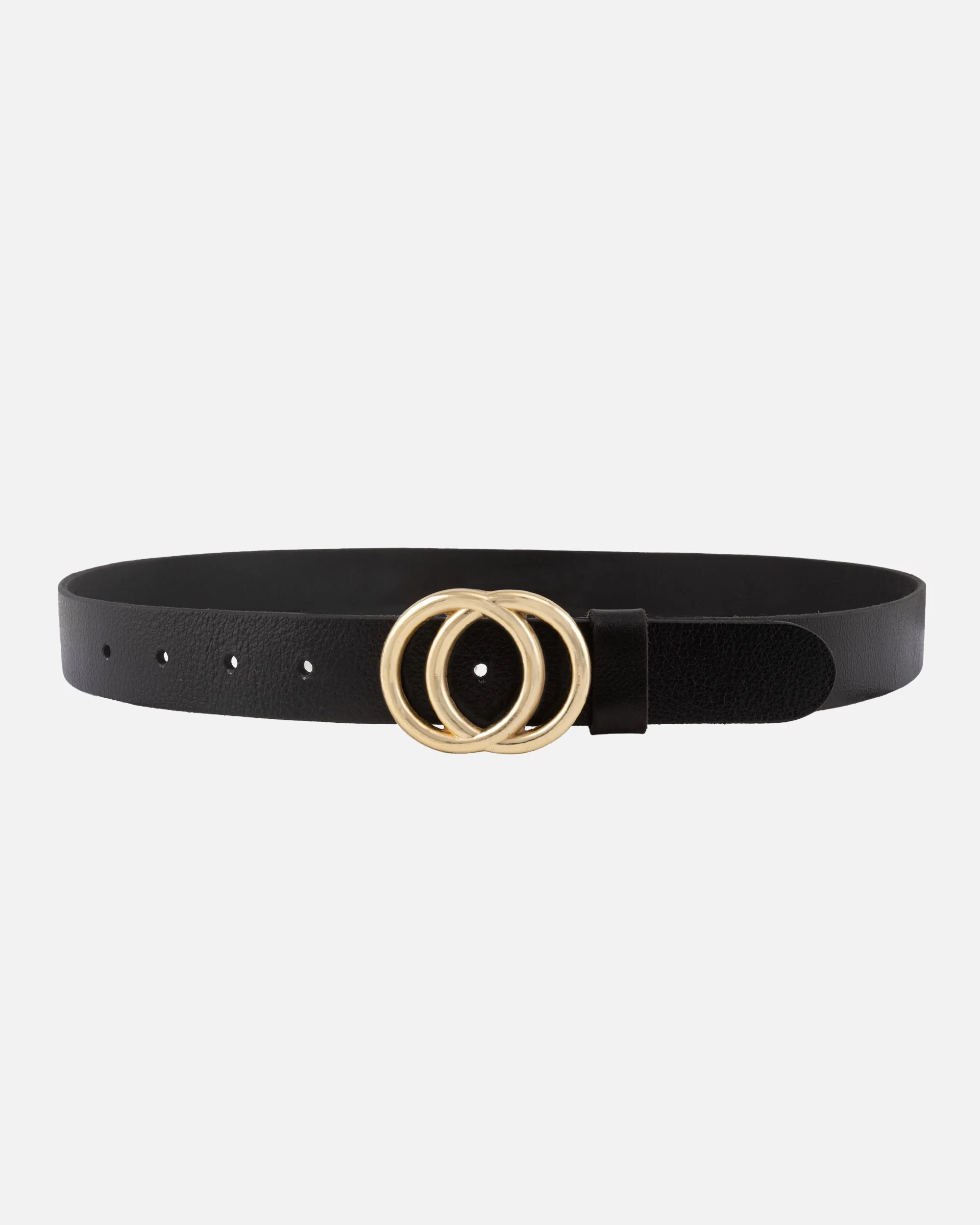 Caia | Double Ring Leather Belt with Gold Buckle