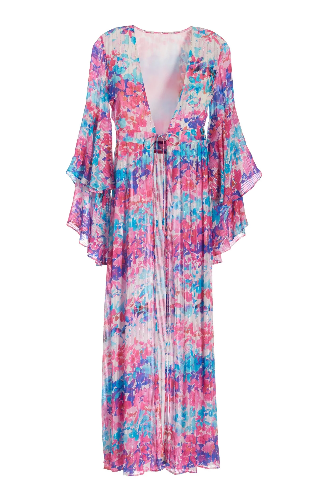 Watercolor Garden Print Shimmer Duster Multi