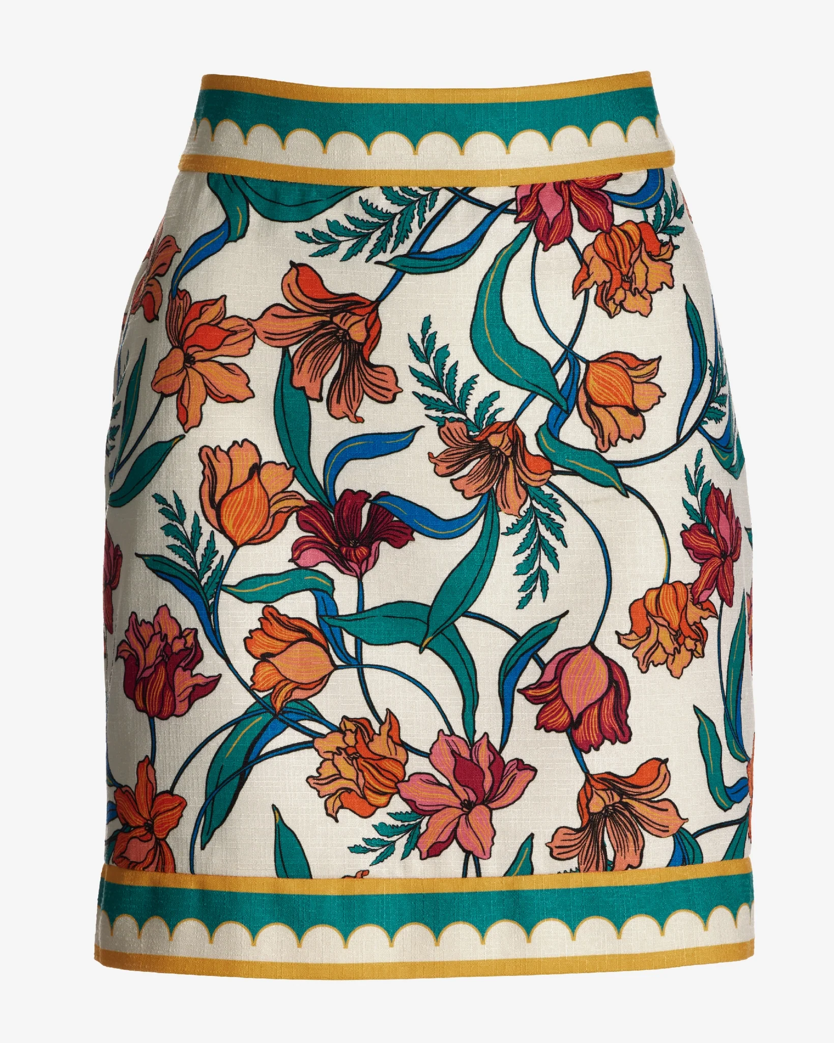 Border Print Floral Skirt Italian Vines