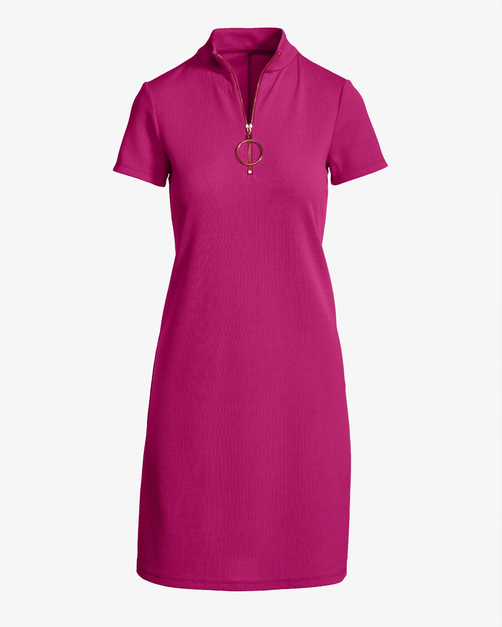 Zip Up Short Sleeve Shift Dress Very Berry