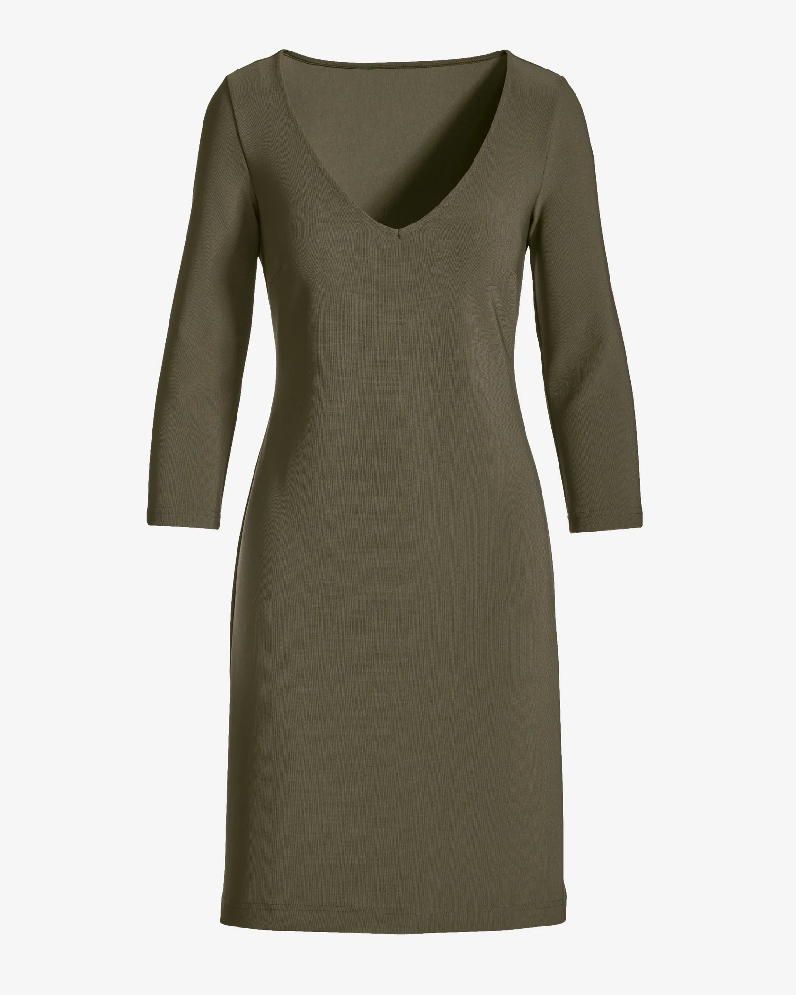 Beyond Travel Three-Quarter Sleeve V Neck Dress Olive Night