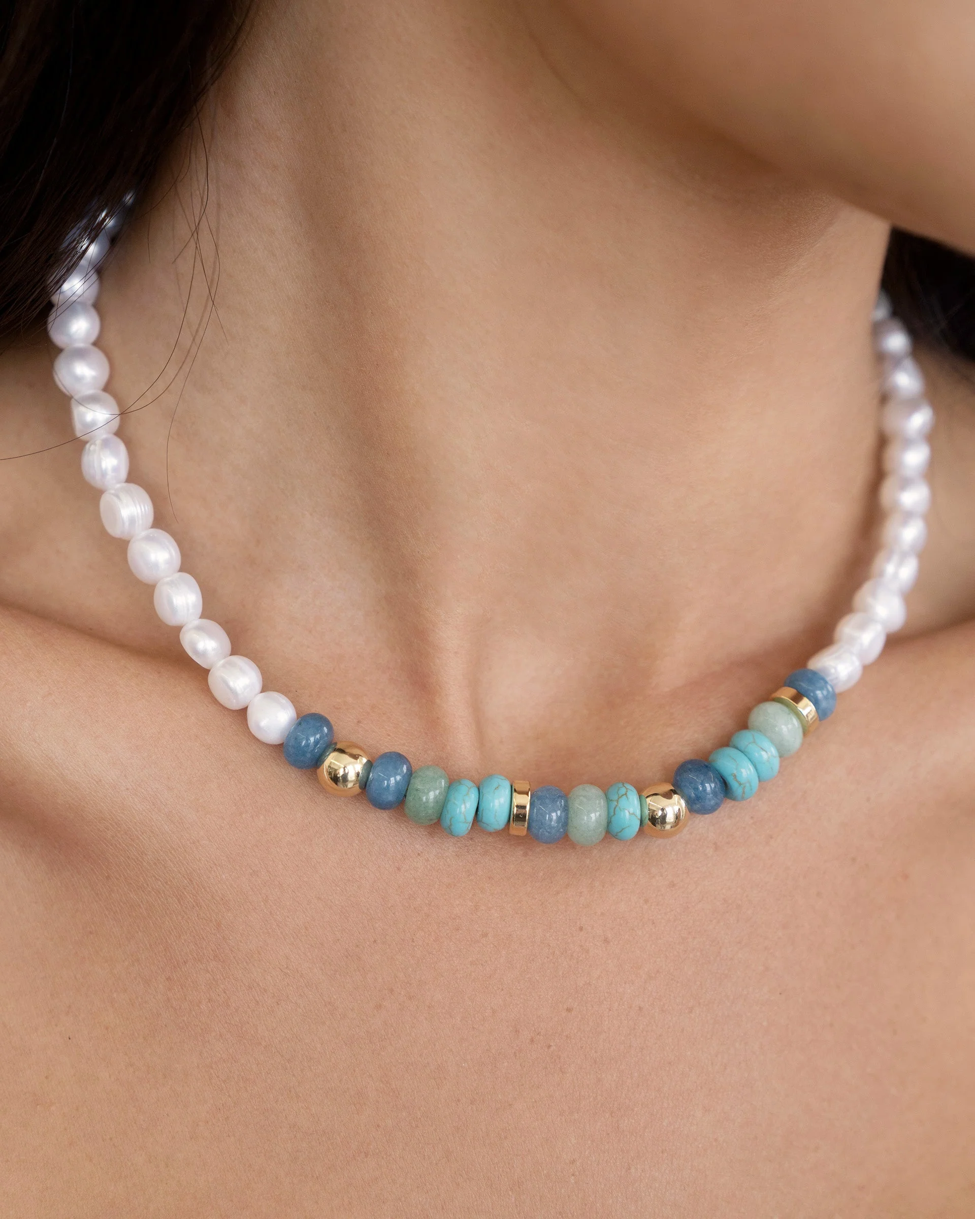 Beach Day Pearl and Gemstone Necklace
