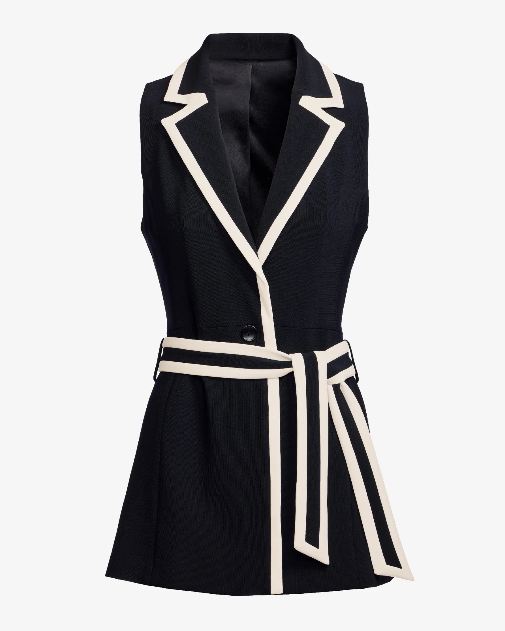 Beyond Travel Piped Vest Jet Black/Ivory Coast