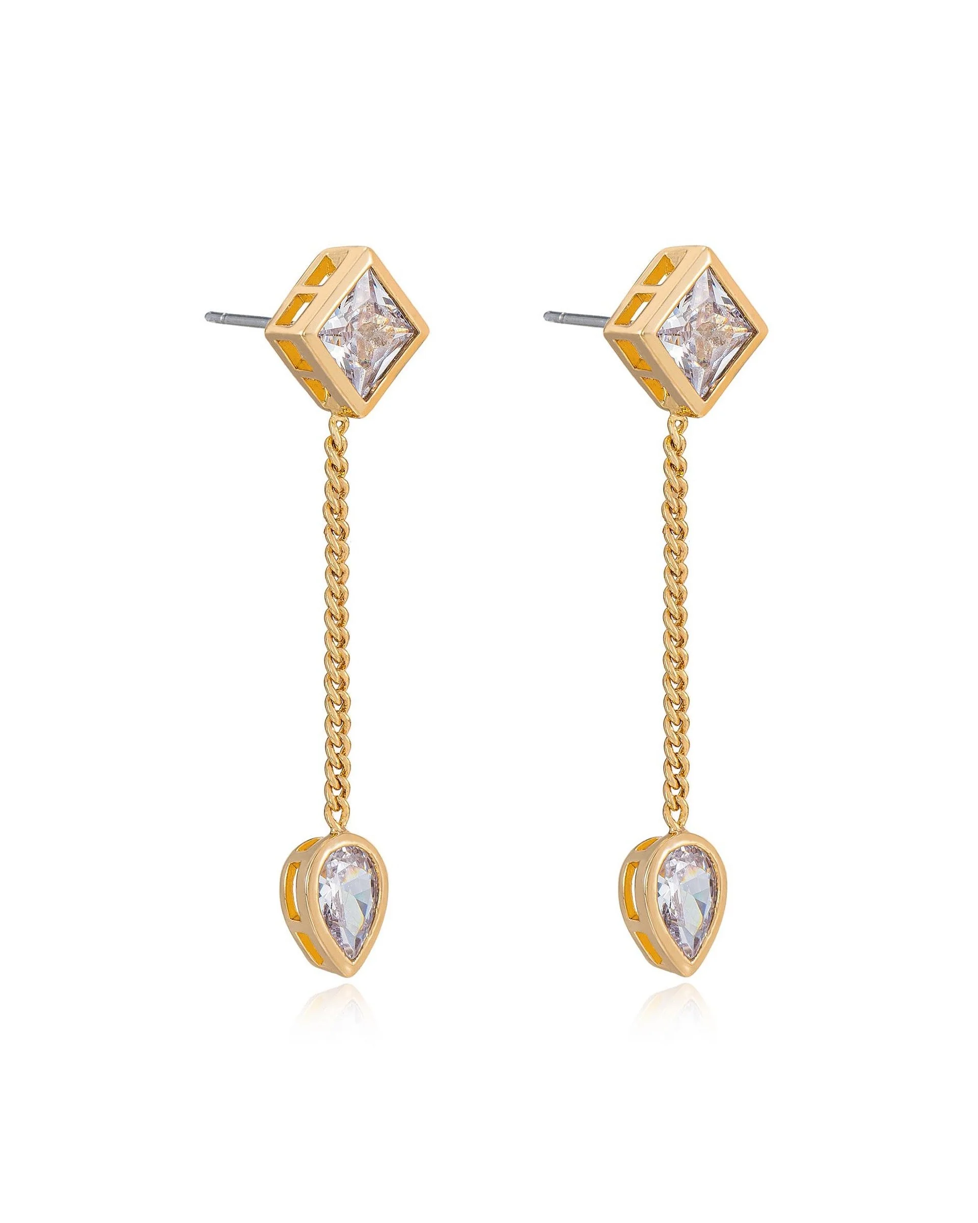 Bezel Crystal Shapes Drop Earrings