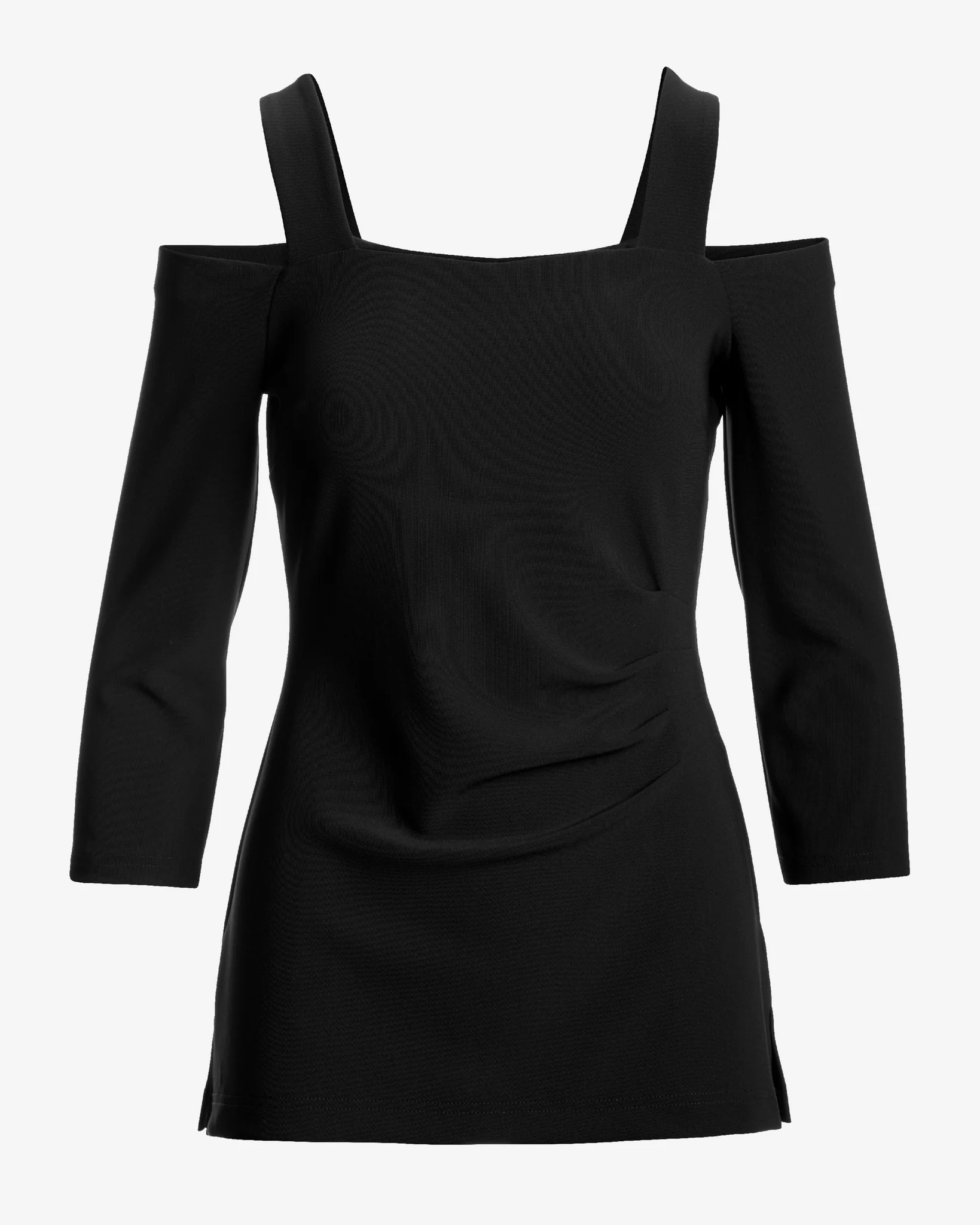 Beyond Travel Cold Shoulder Three Quarter Sleeve Top Jet Black