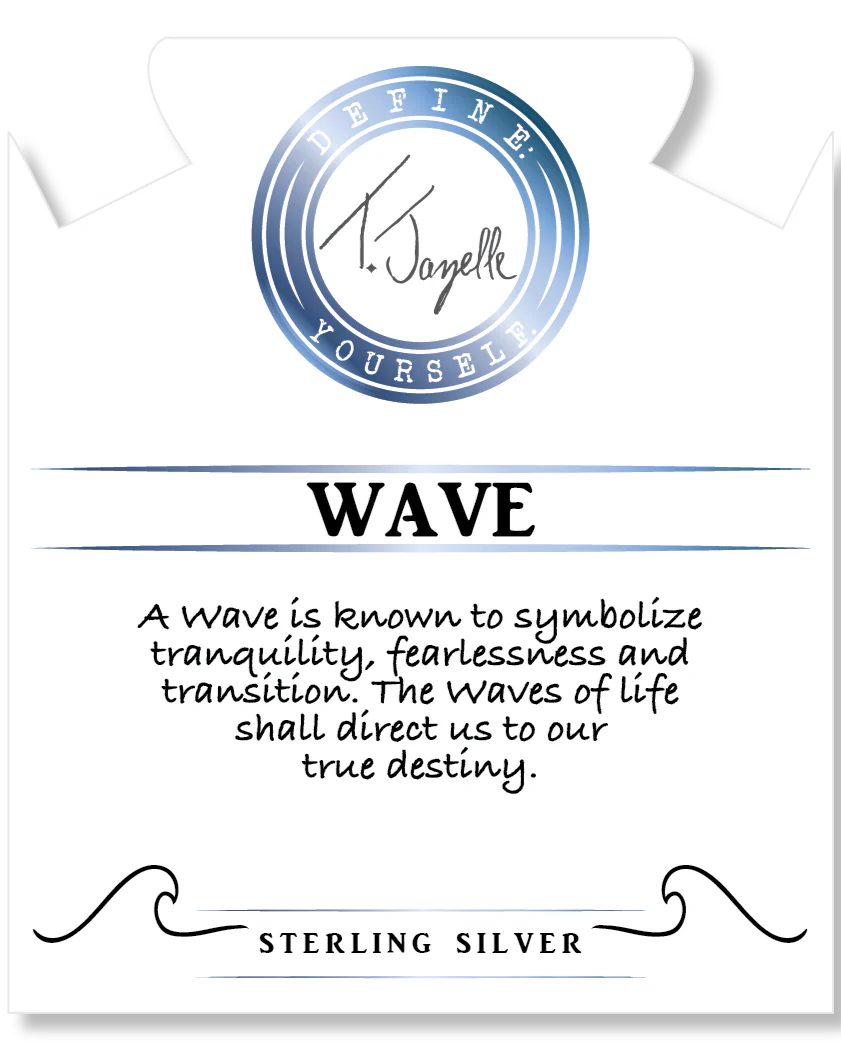 Blue Aquamarine Gemstone Bracelet with Wave Sterling Silver Charm