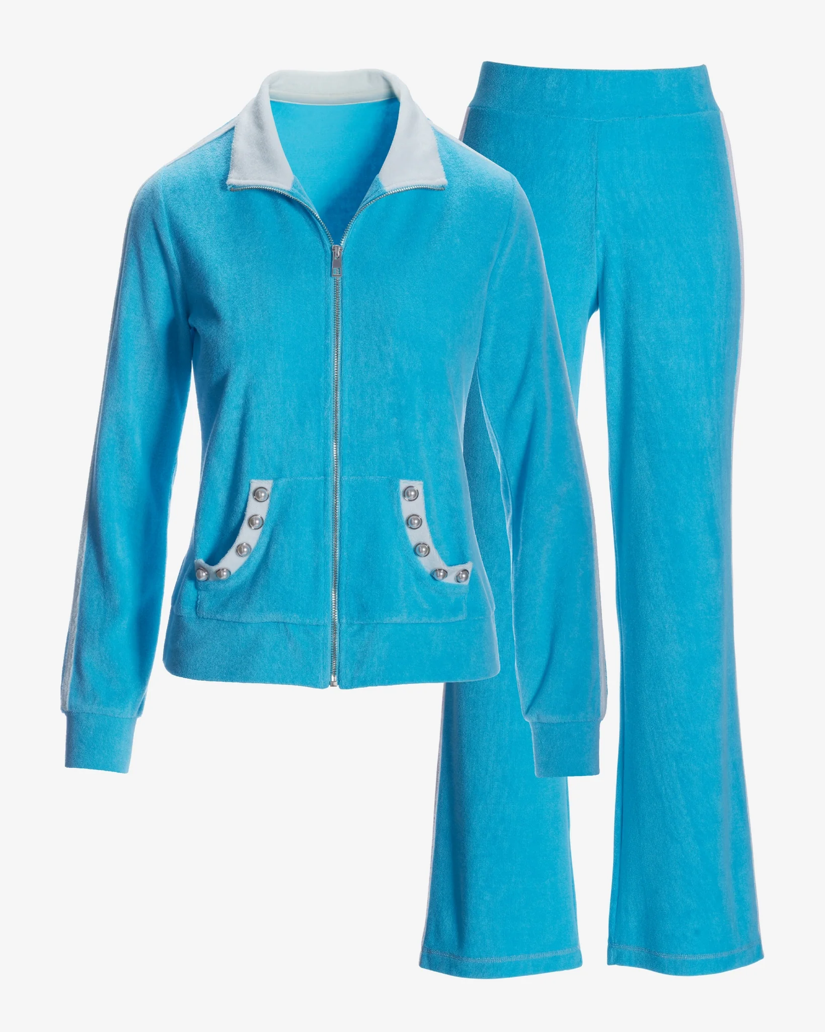 Beach Terry Pearl Jacket and Pant Set Splash Blue