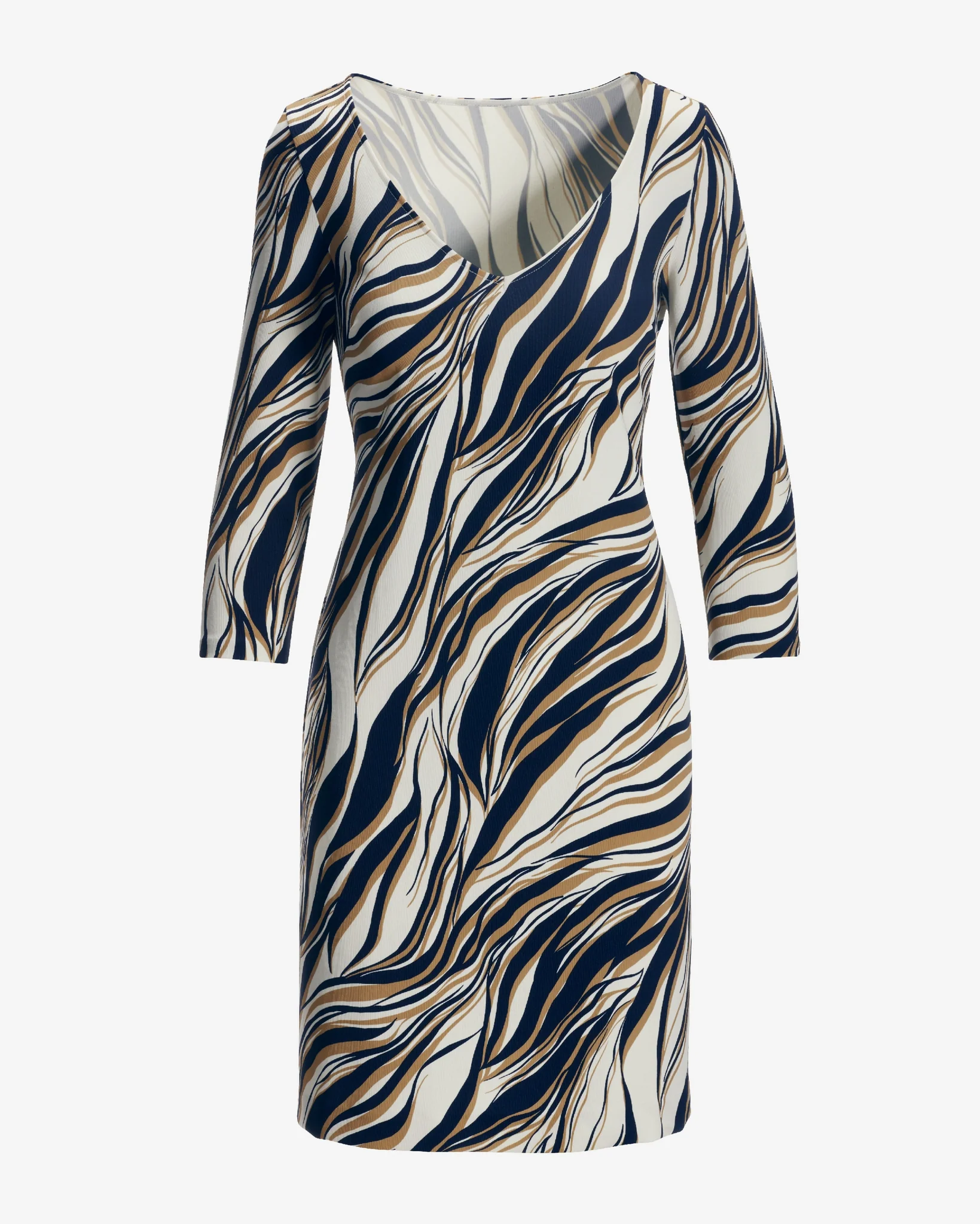 Beyond Travel Cape Town Zebra Print Short Dress Maritime Navy/Camel