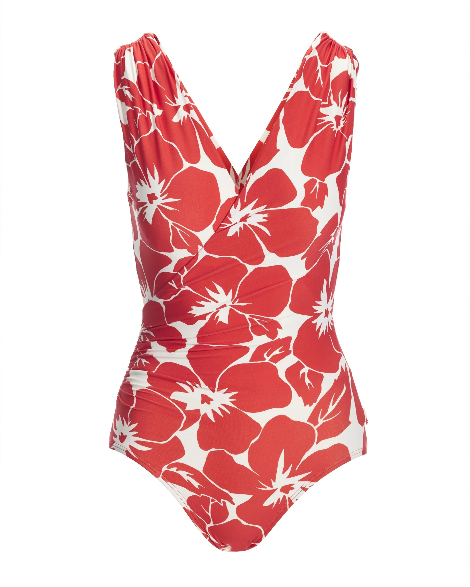 Two Tone Floral Surplice One Piece Tangerine