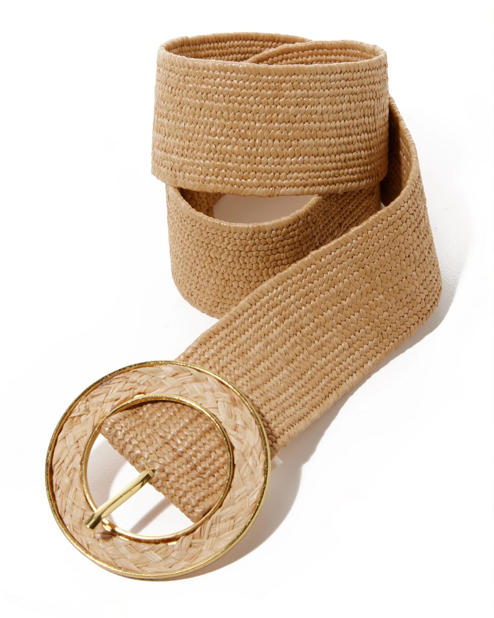 Woven Round Buckle Belt Natural