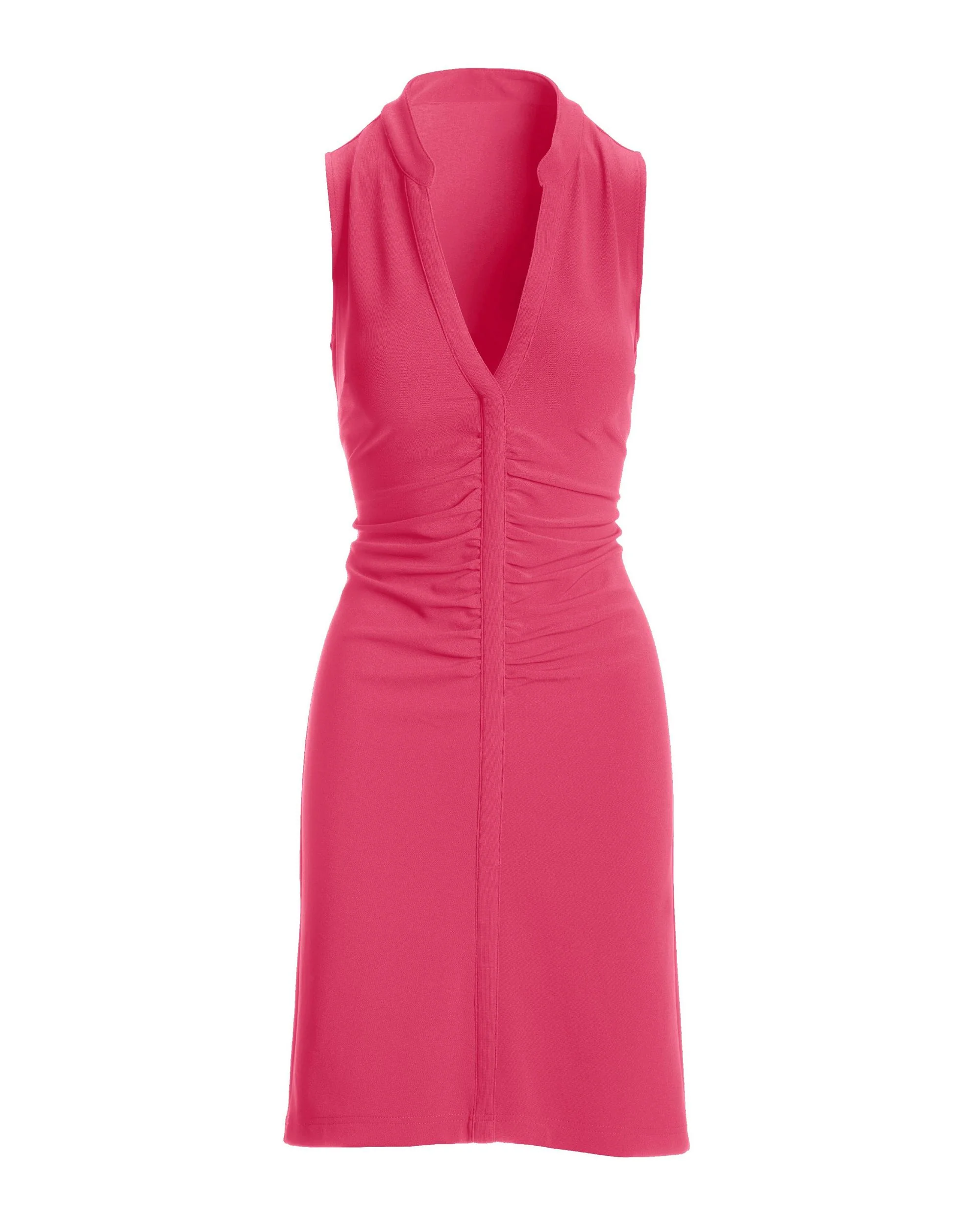 Beyond Travel Sleeveless Ruched Short Dress Fandango Pink