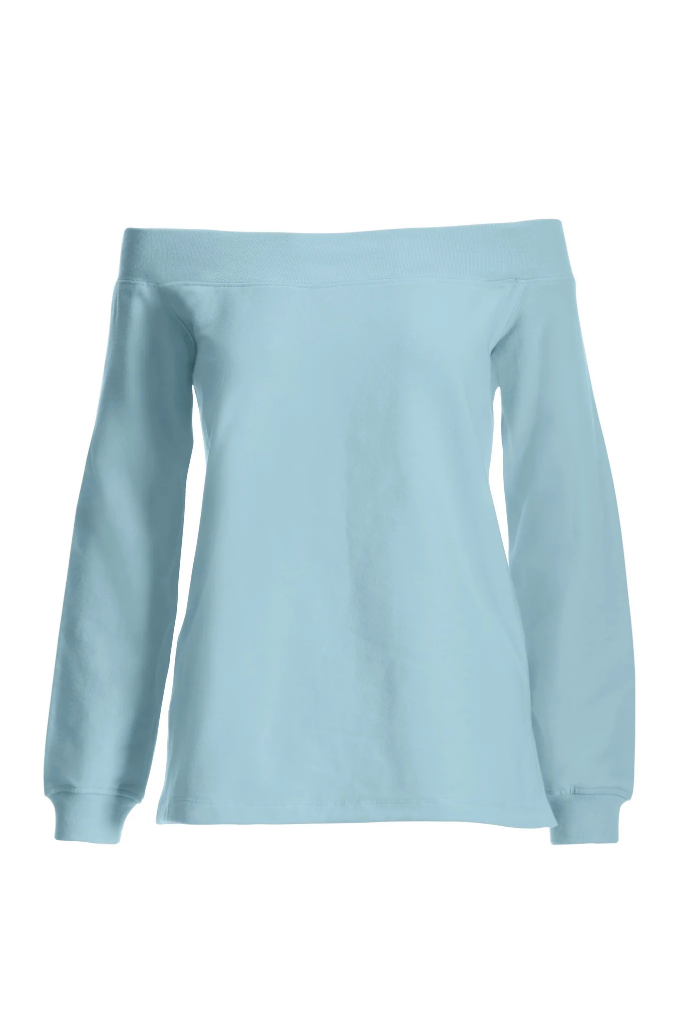 Wide Neck Pullover Sweatshirt Cool Blue