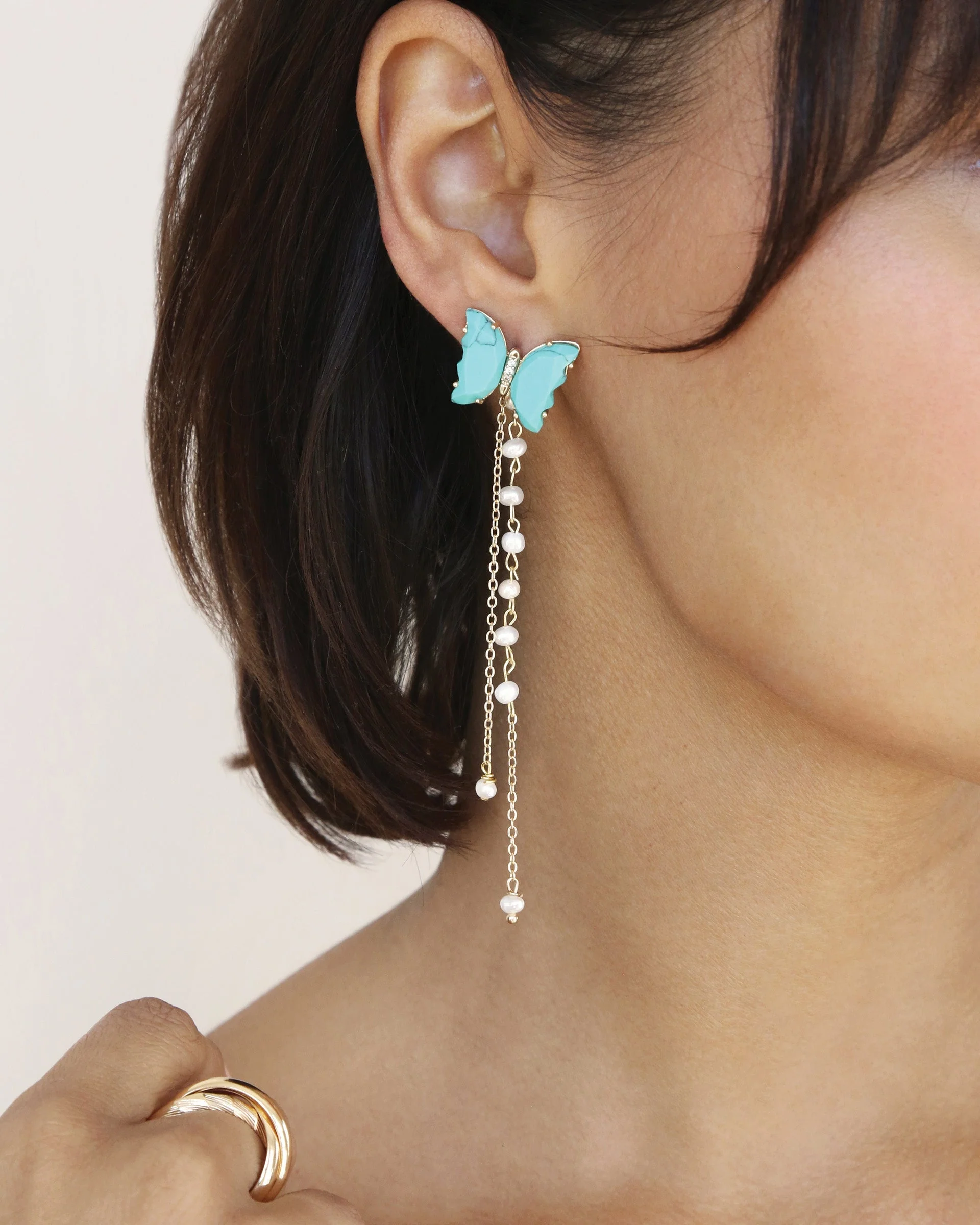 Turquoise Butterfly Dangle Earrings
