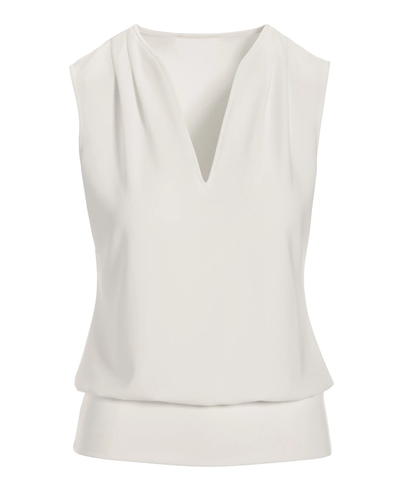 Beyond Travel Sleeveless Stand Collar Blouson Top Ivory Coast