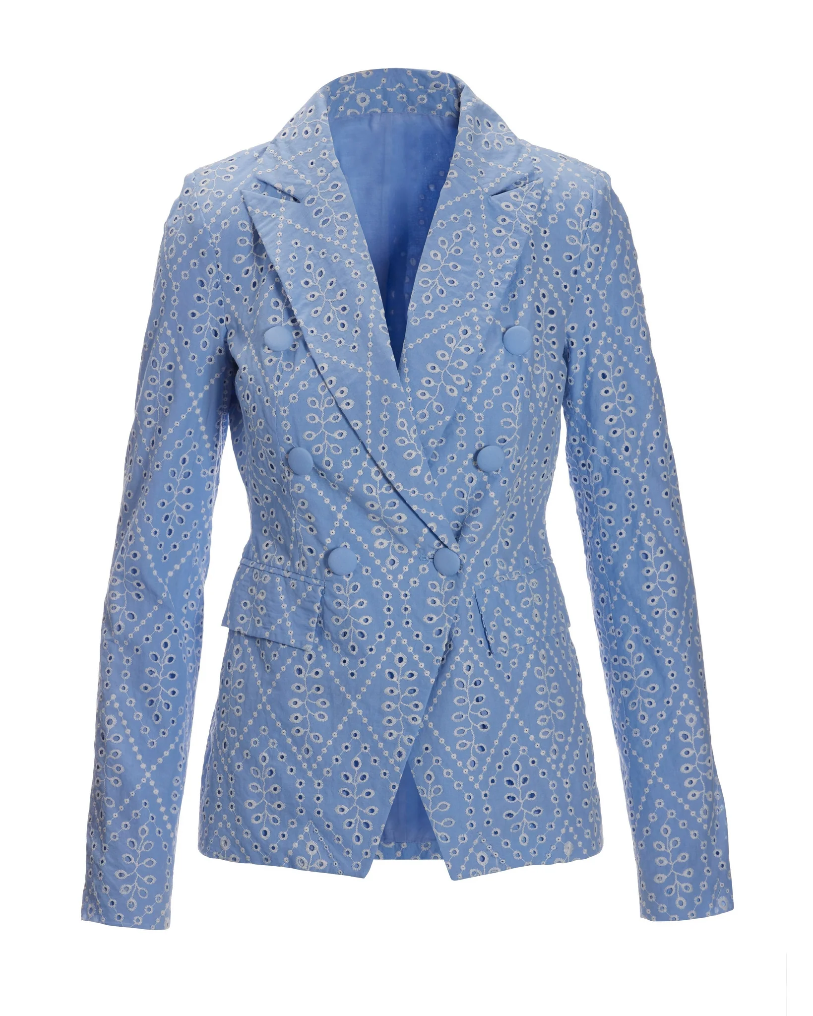 Two-Tone Eyelet Blazer Jacket Blue/White