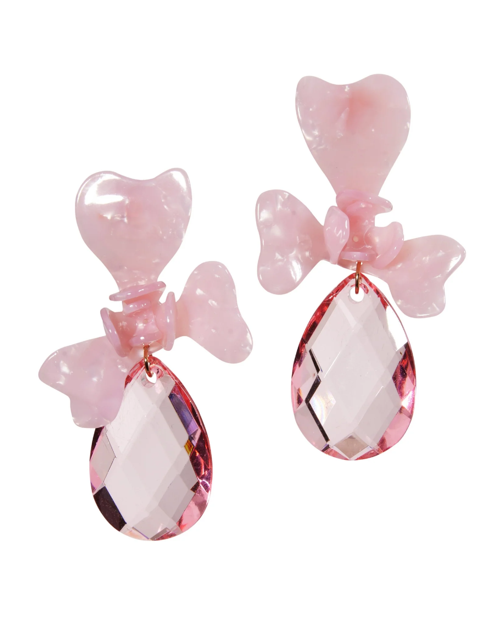3D Floral Gem Drop Earring Pink