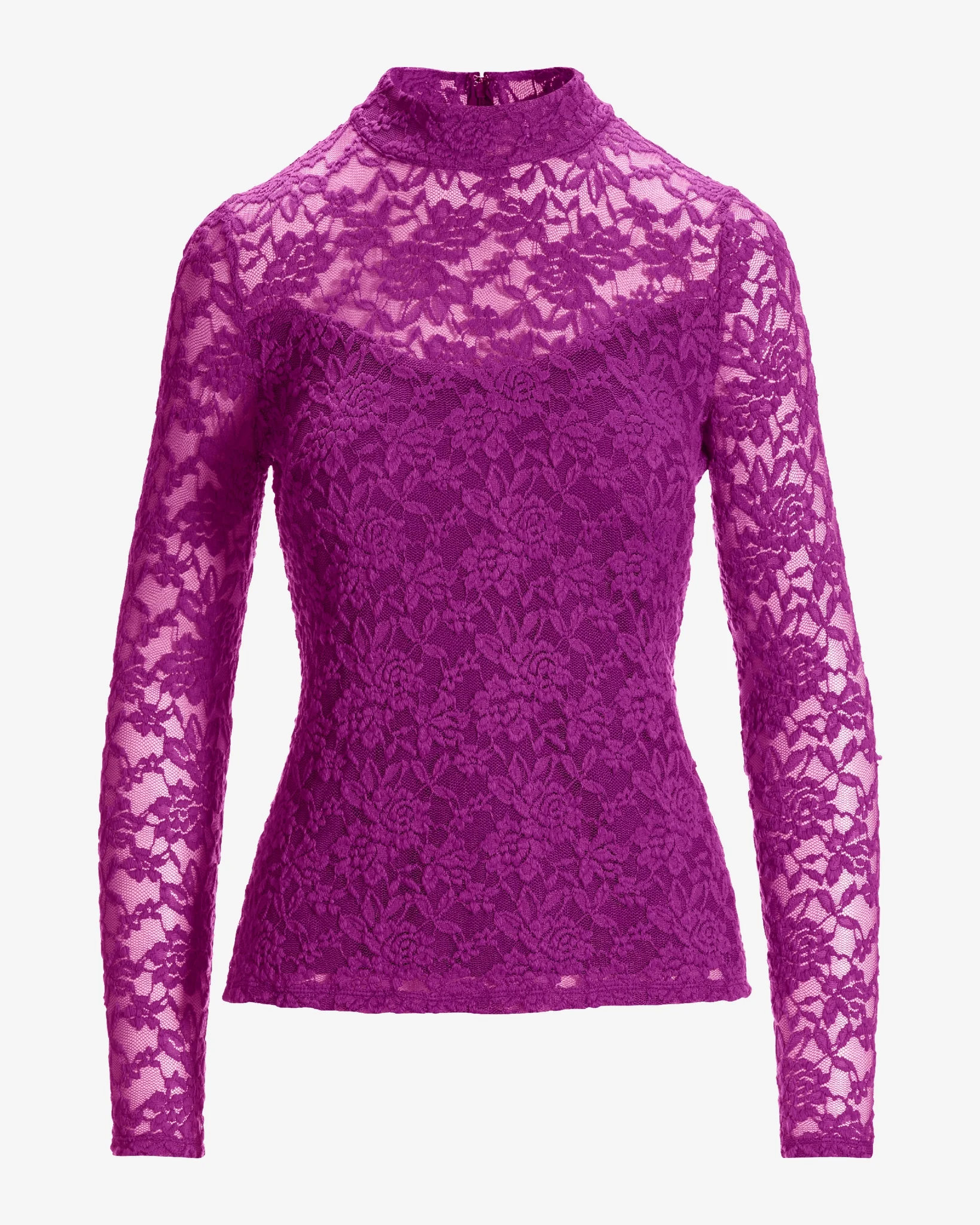 All Over Lace Mock Neck Top Hollyhock