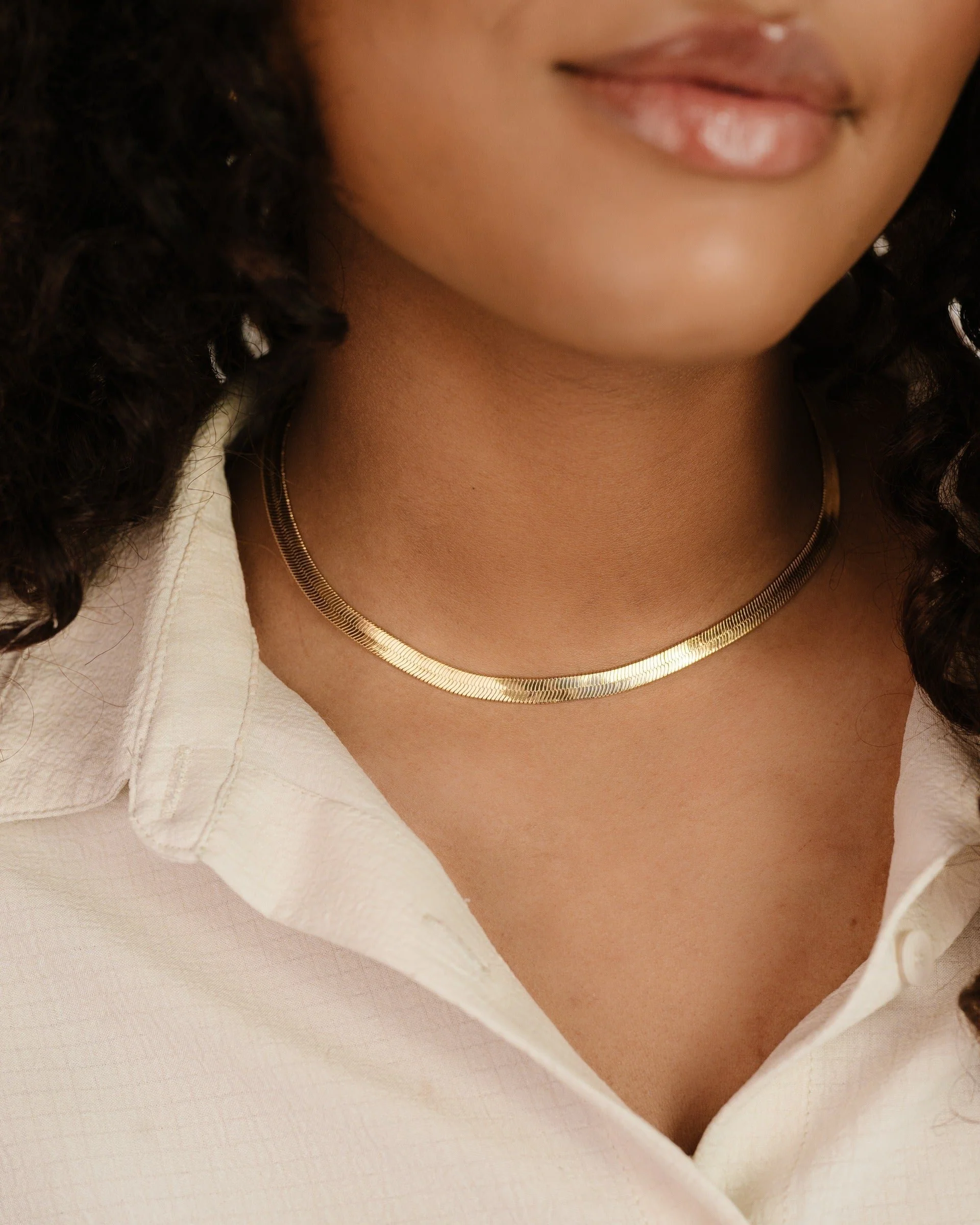 Brooklyn Flat Herringbone Chain Necklace