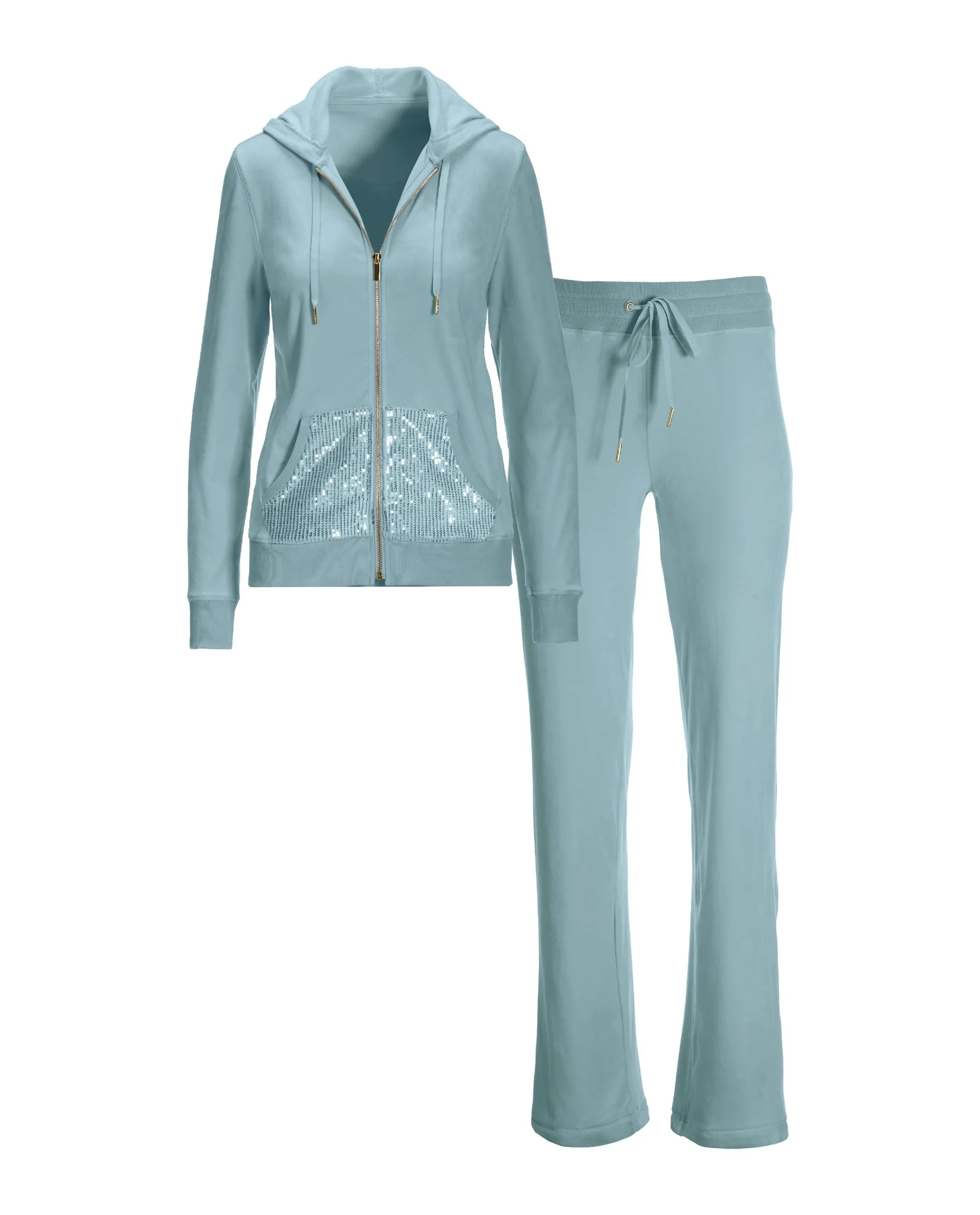 Velour Sequin Set Cool Blue