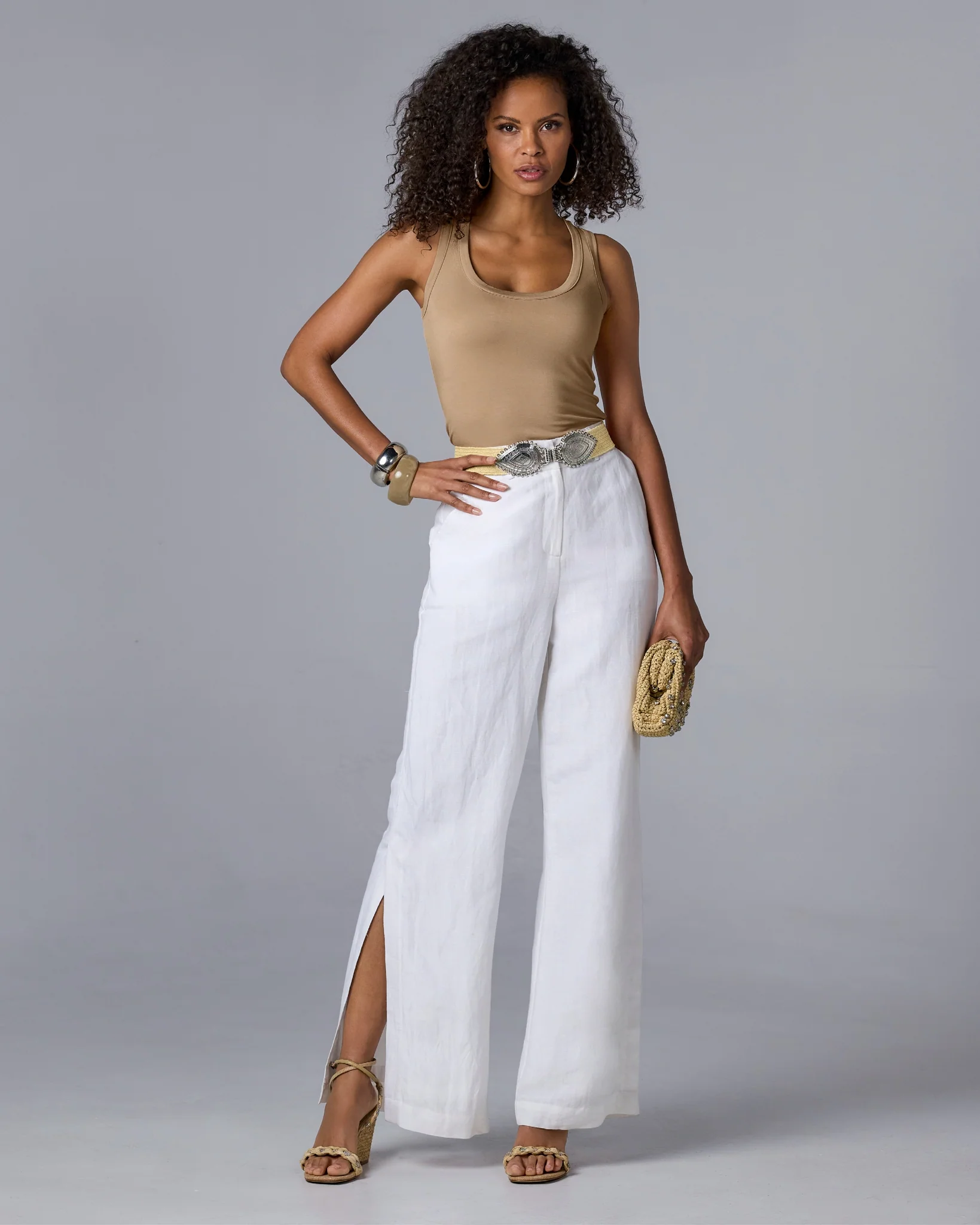 Western Buckle Raffia Belt Natural