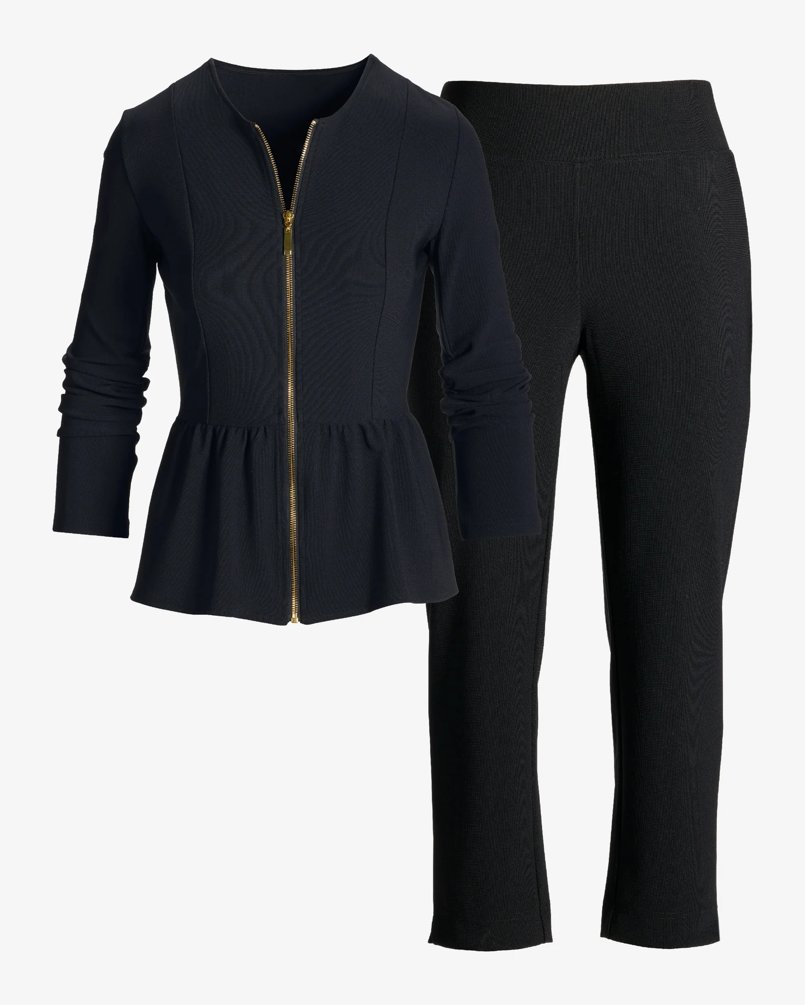 Beyond Travel Peplum Coordinates Jet Black