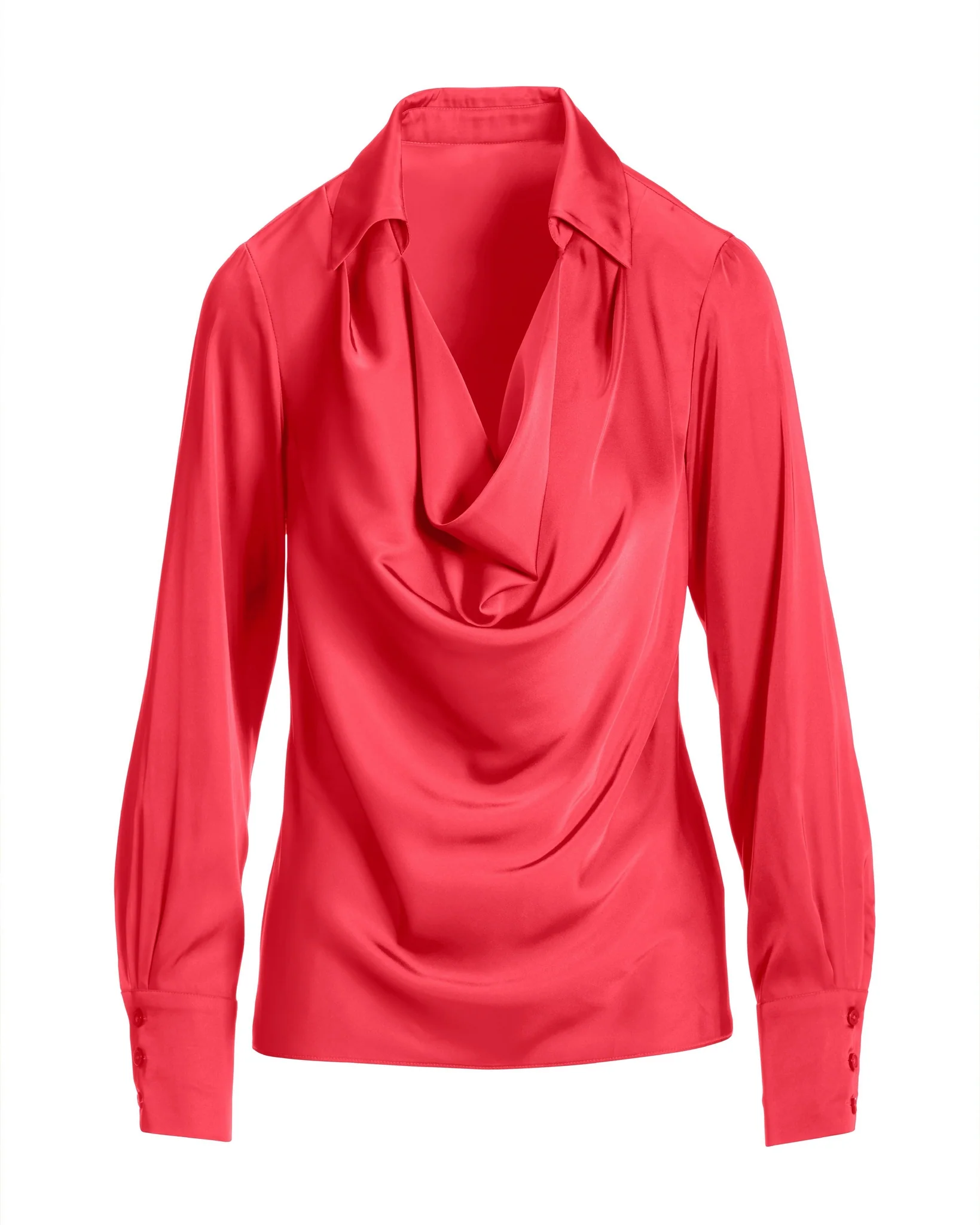 Veronica Collared Cowl Neck Charmeuse Blouse Paradise Pink
