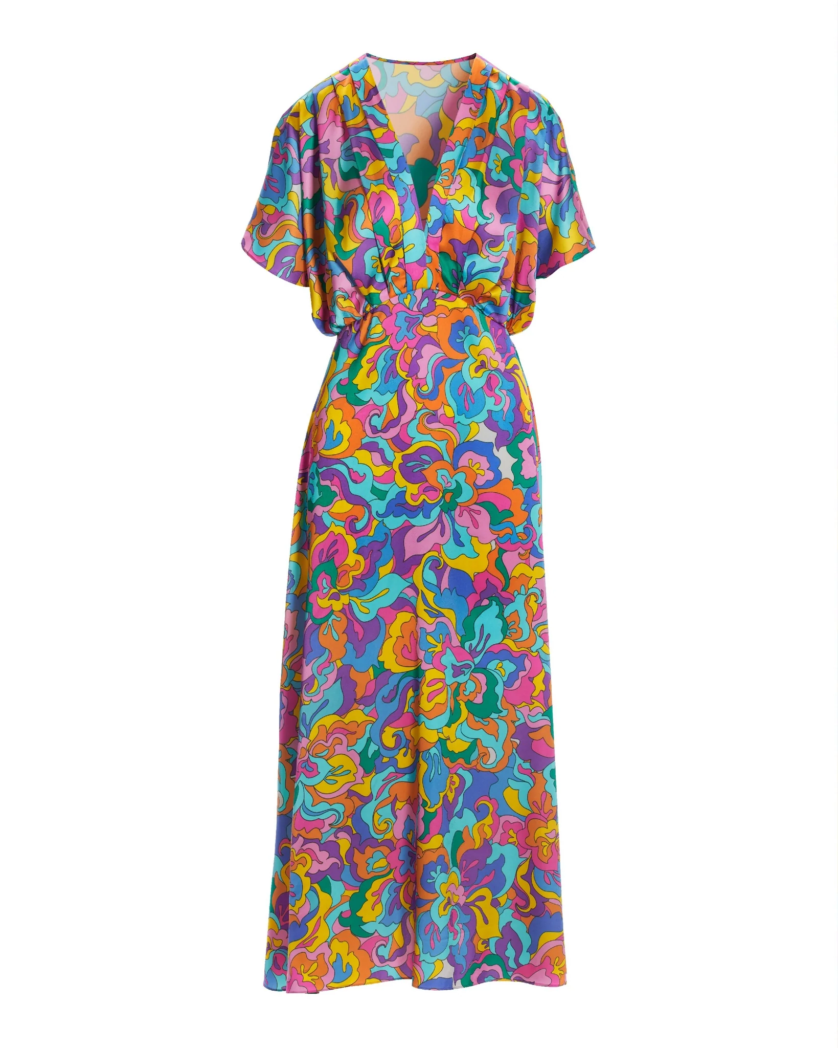 Abstract Sol Print V neck Maxi Dress Multi