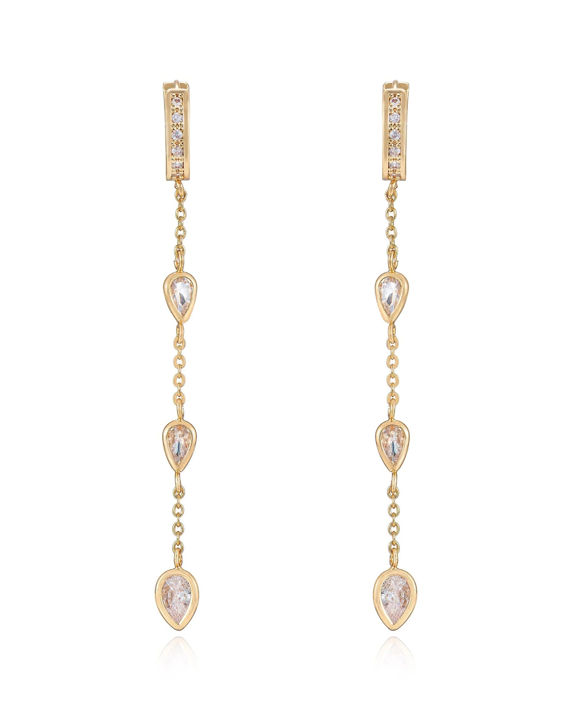 Bezel Crystal Huggie Dangle Earrings