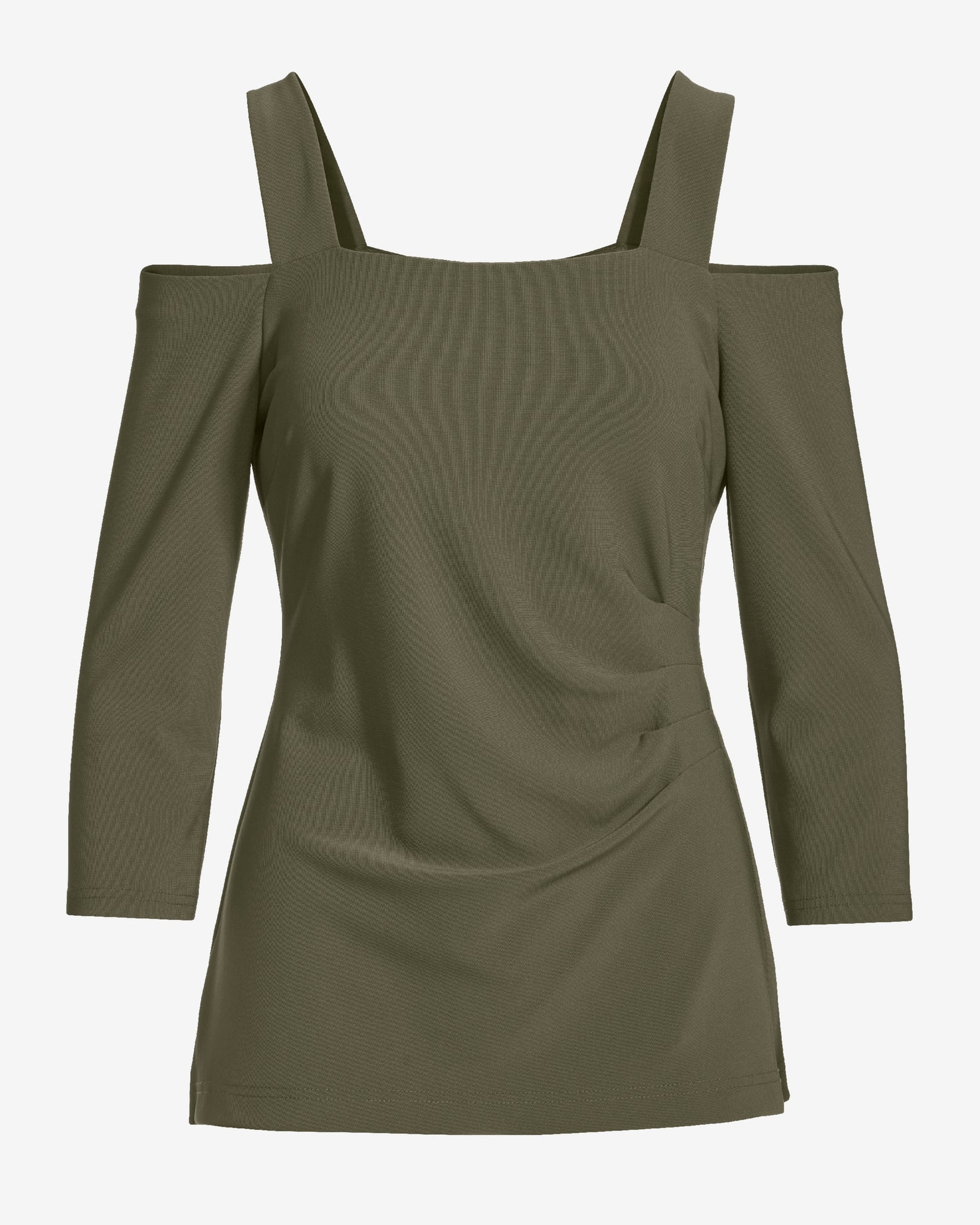 Beyond Travel Cold Shoulder Three Quarter Sleeve Top Olive Night