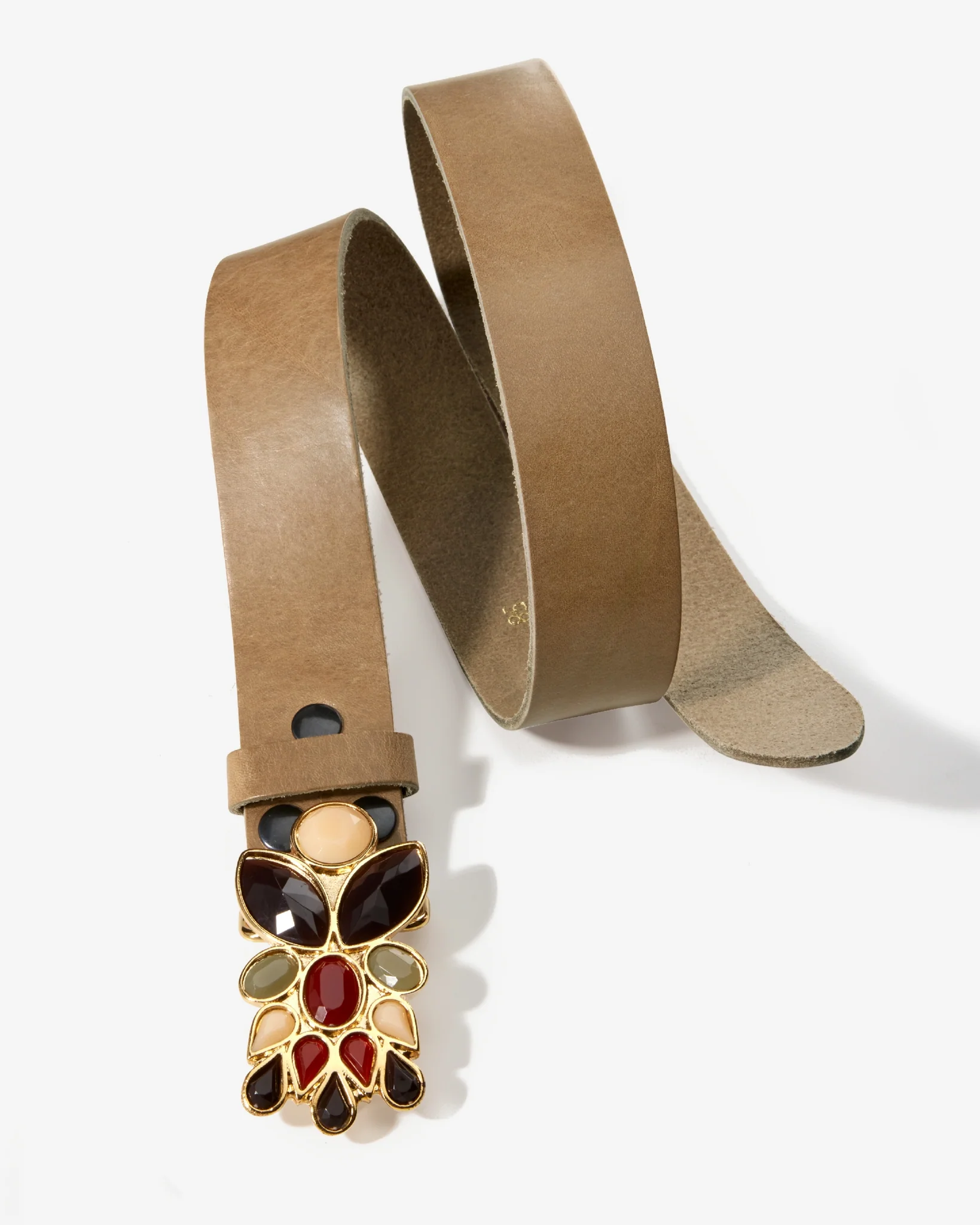 Catania Multi-Colored Gem Buckle Belt Mushroom