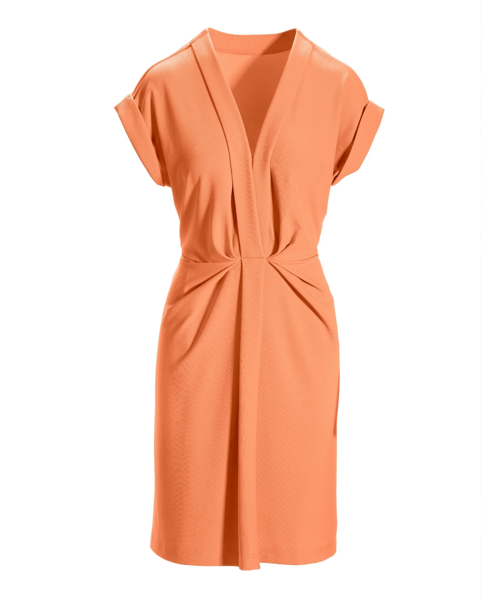 Beyond Travel V Neck Drape Dress Canteloupe