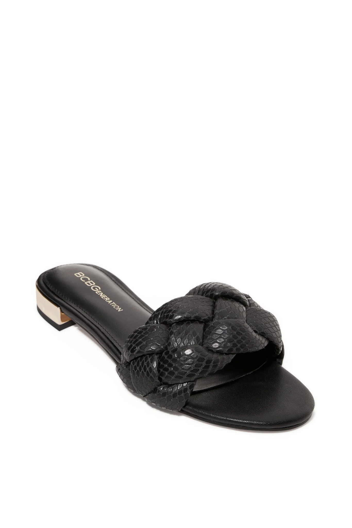 Woven Braided Flat Sandal Black