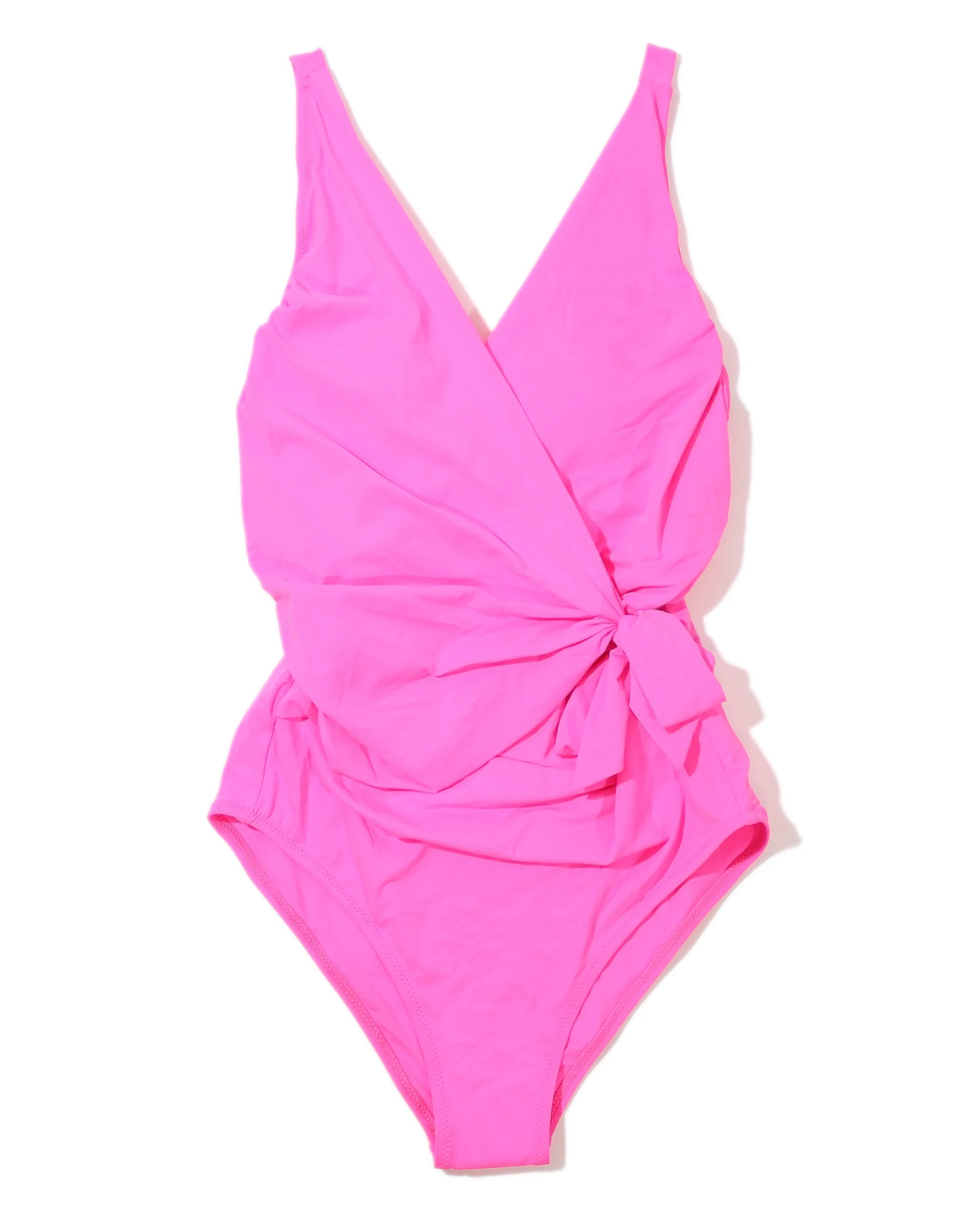 Wide Strap Wrap One Piece Swimsuit Unapologetic Pink