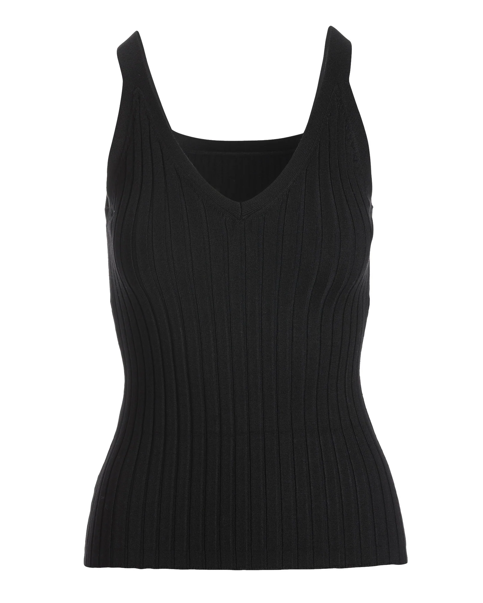 Wide Ribbed Sweater Tank Top Black