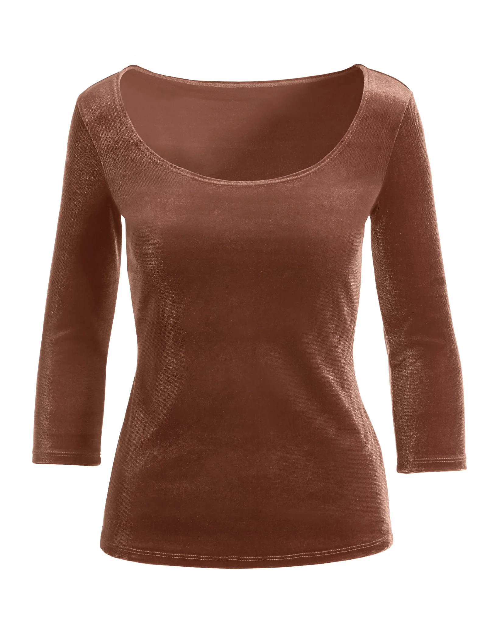 Velvet Scoop Neck Top Rust