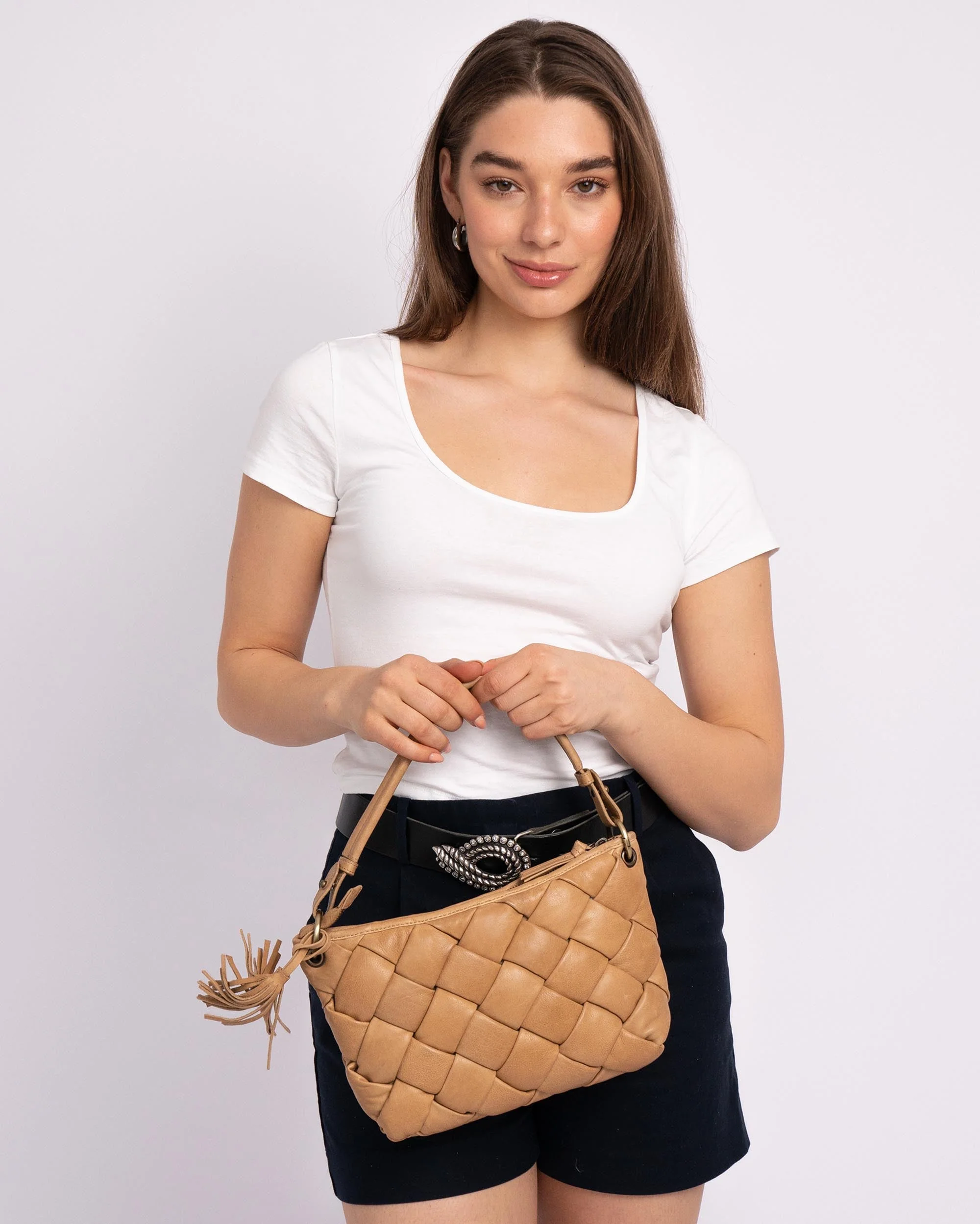 Wang | Woven Leather Shoulder Bag