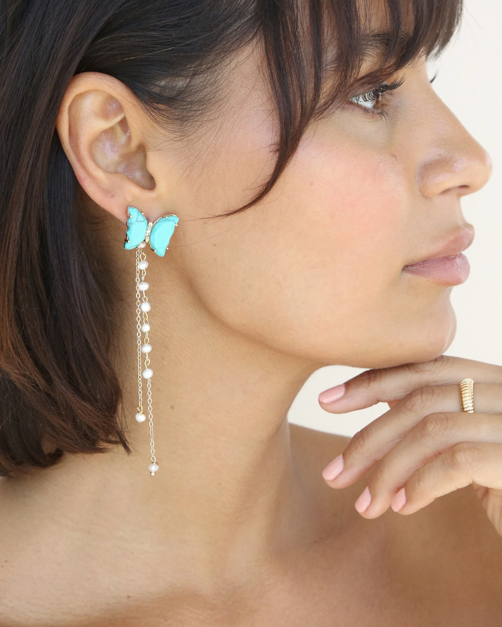 Turquoise Butterfly Dangle Earrings