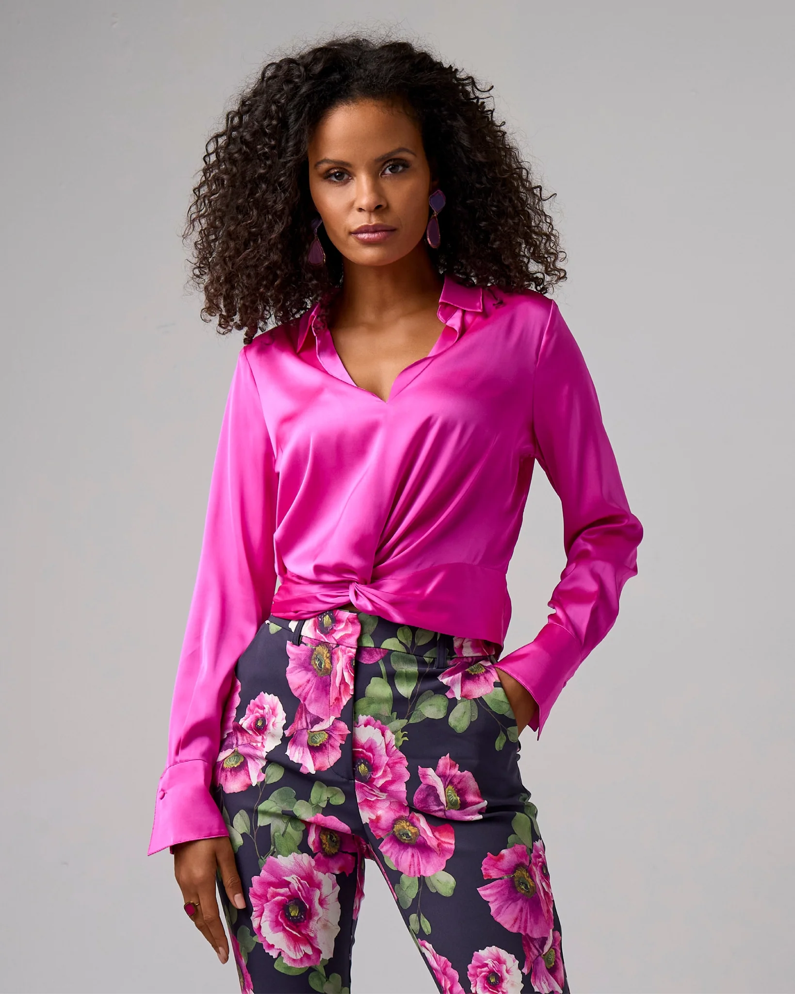 Charm Twist Chic Blouse Hot Pink