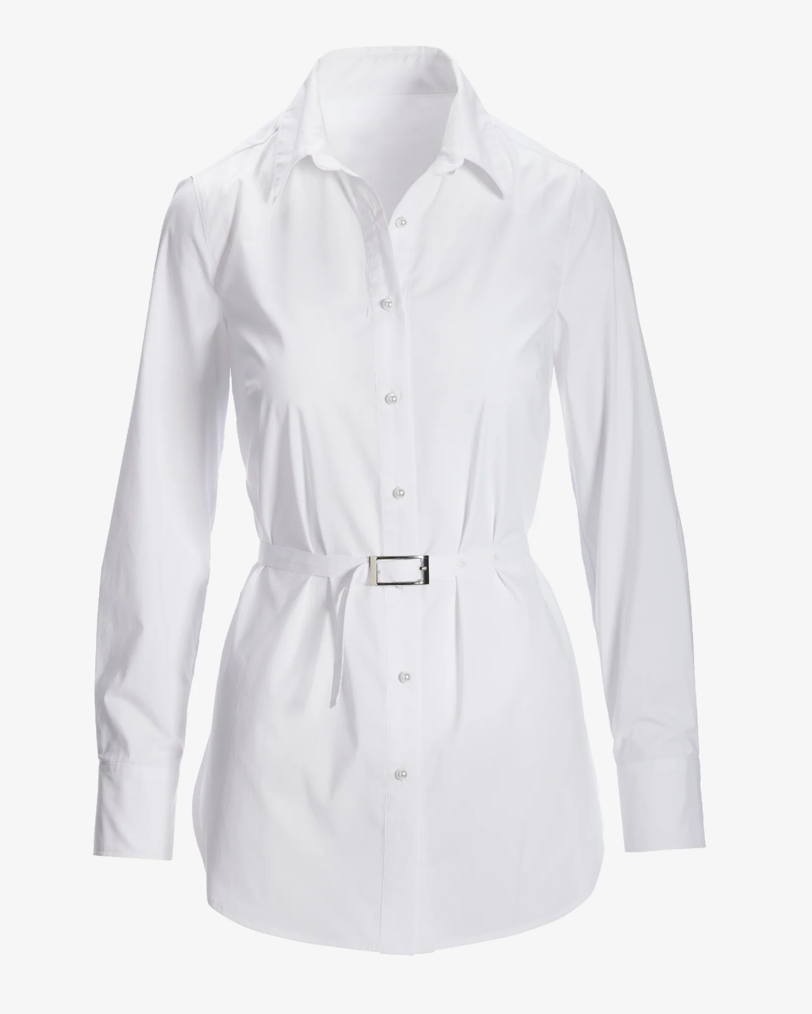 Belted Poplin Shirt White