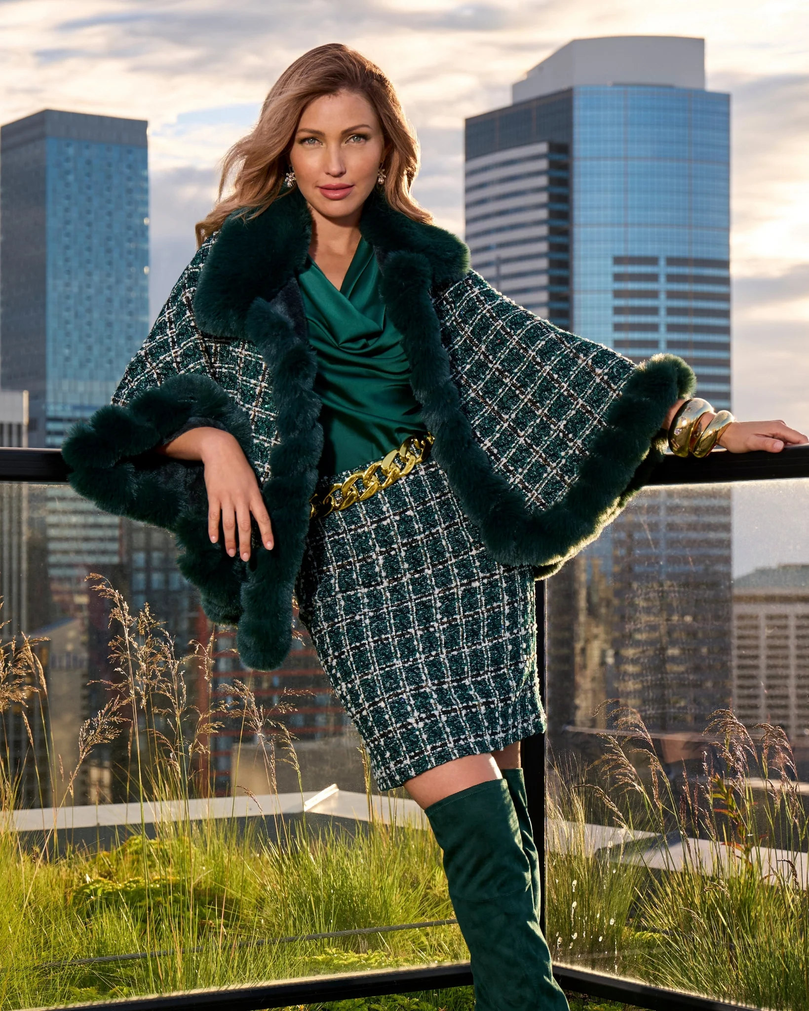 Chain & Faux Leather Belt Black/Gold